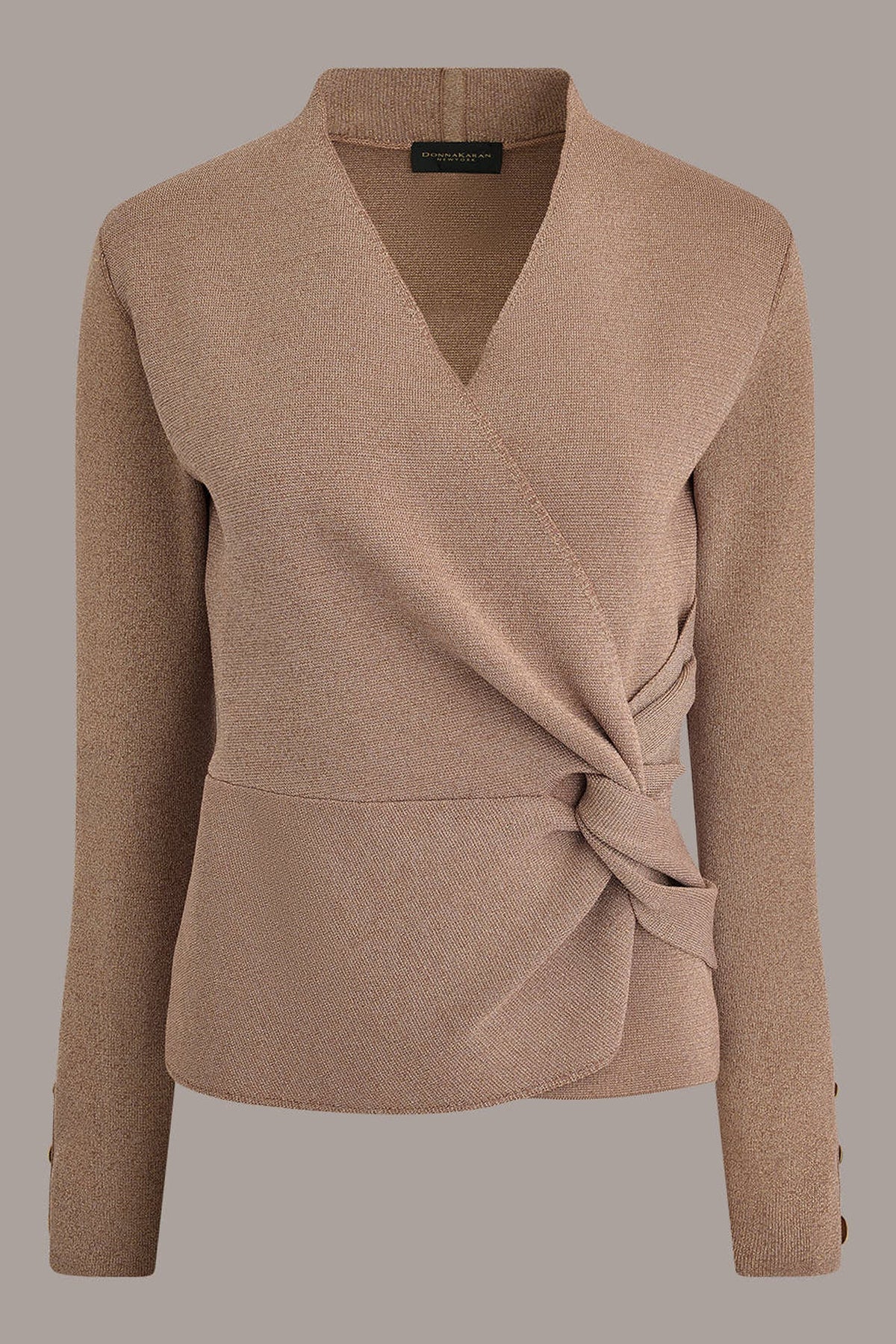WRAP-EFFECT TWIST WAIST SWEATER