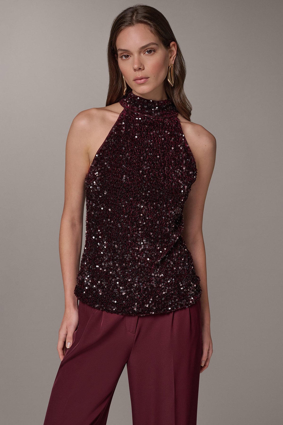 TURTLE-NECK SEQUIN TOP