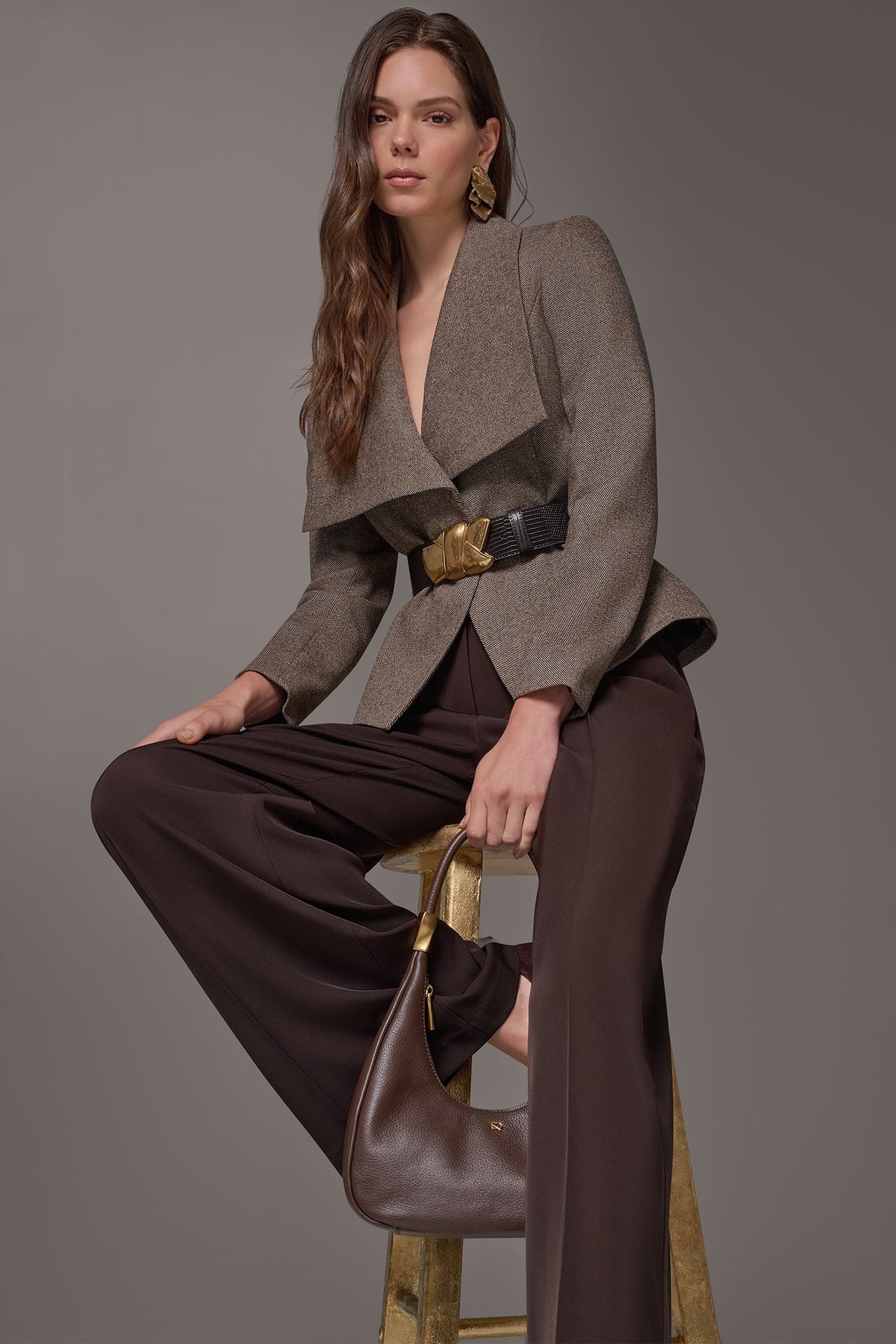 WIDE LAPEL BELTEDE BLAZER