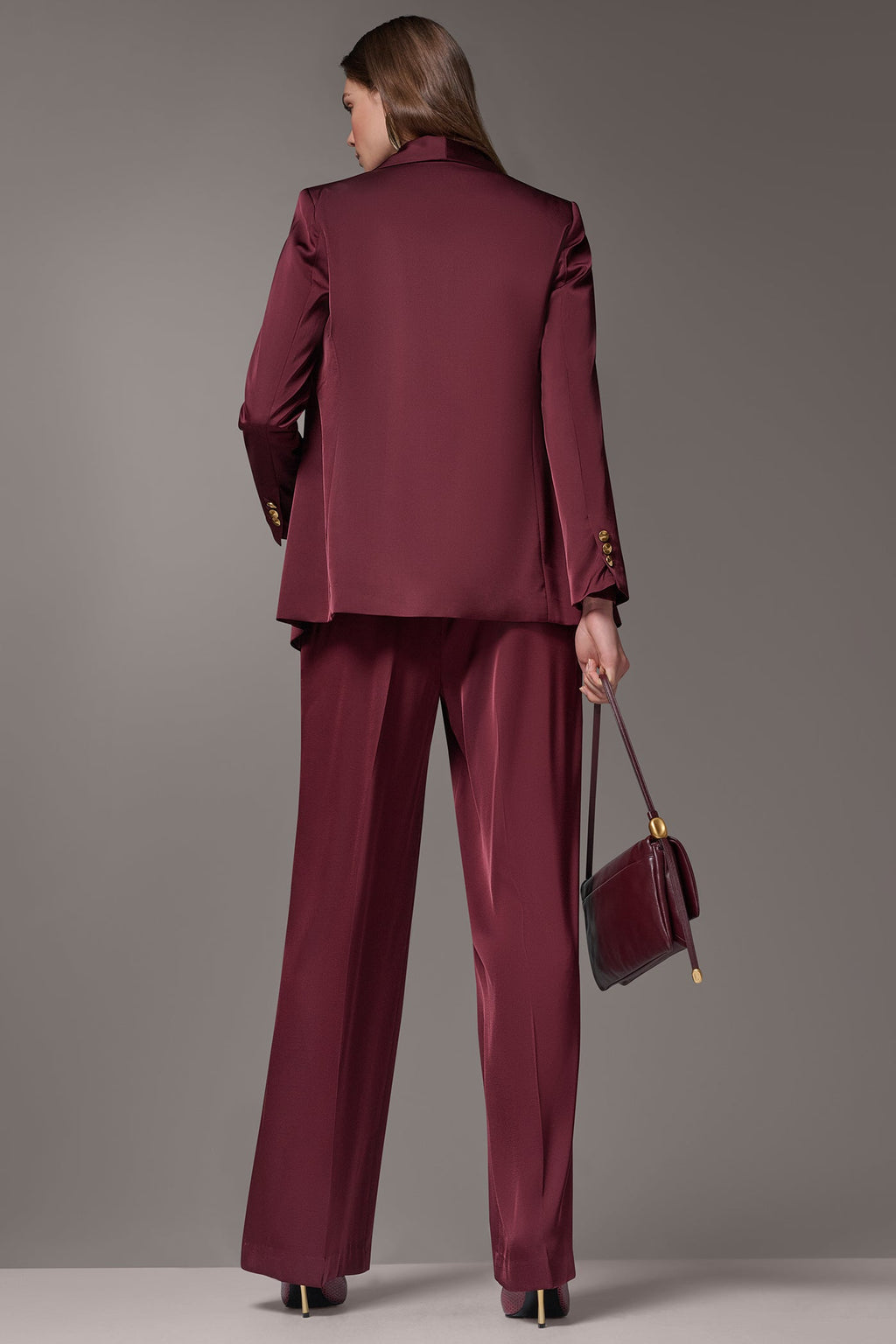 SATIN ONE BUTTON SUIT BLAZER