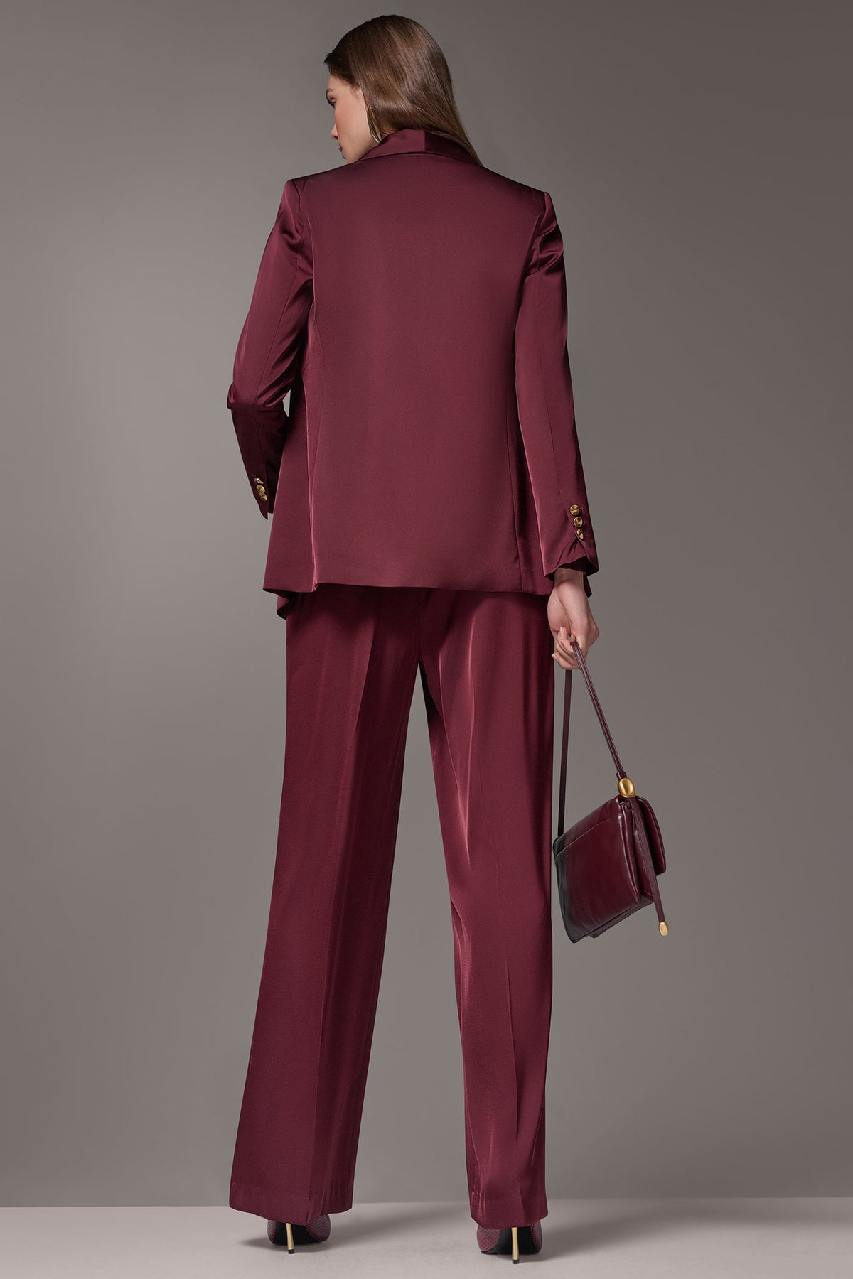 SATIN ONE BUTTON SUIT BLAZER