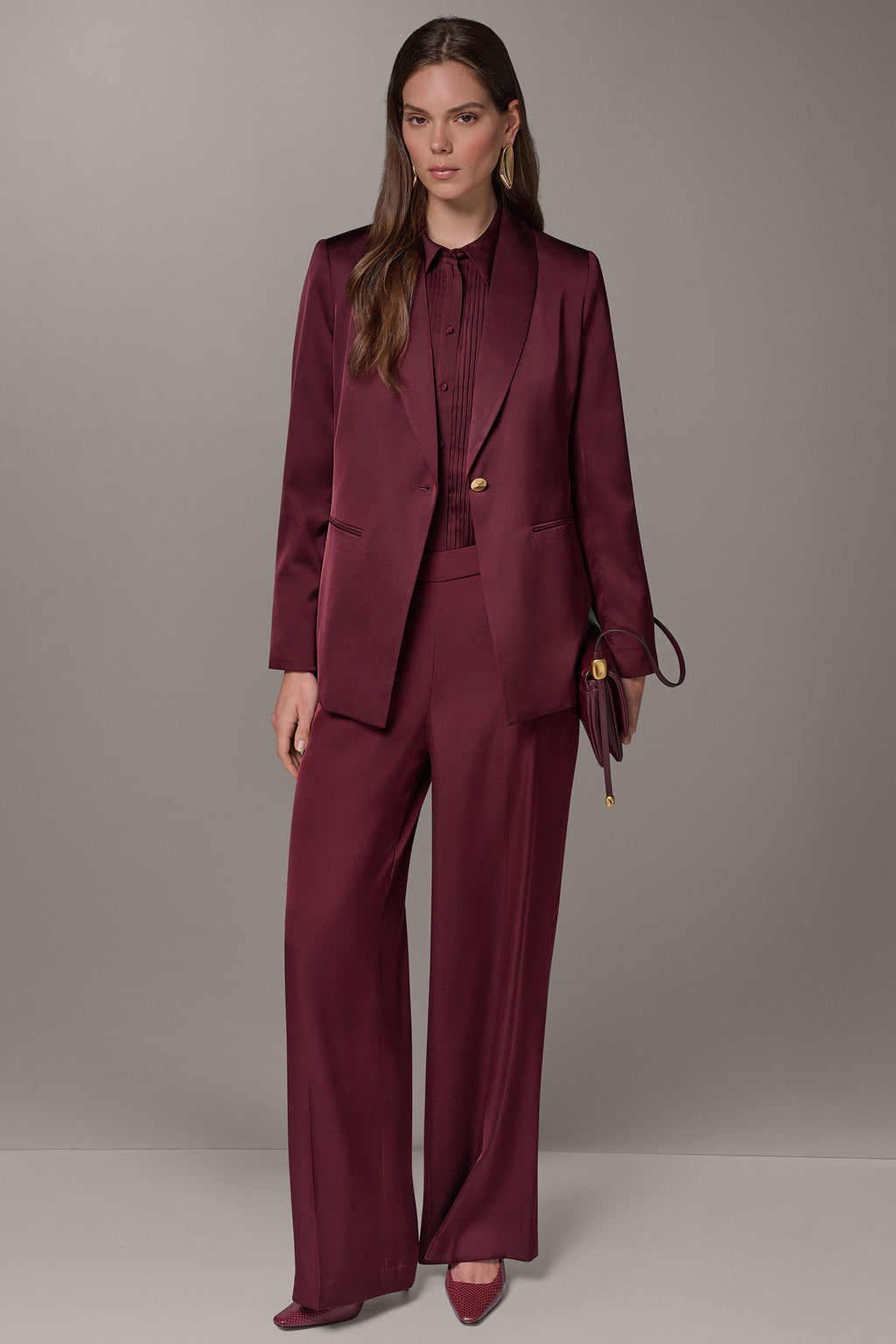 SATIN ONE BUTTON SUIT BLAZER