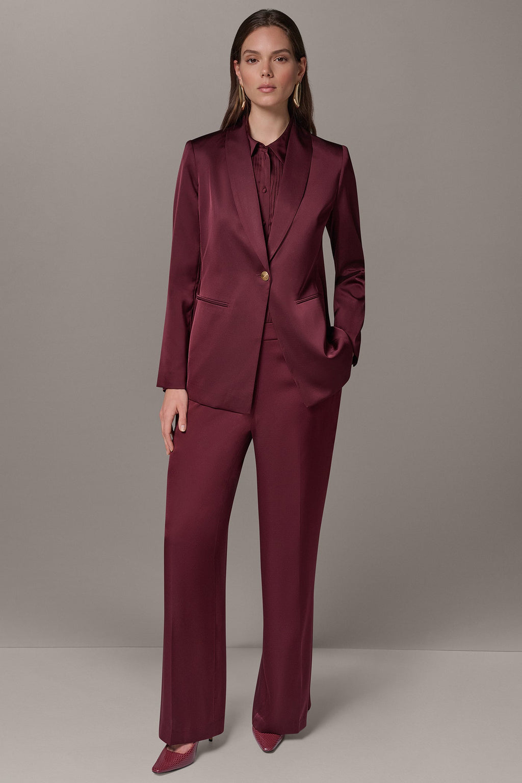 SATIN ONE BUTTON SUIT BLAZER