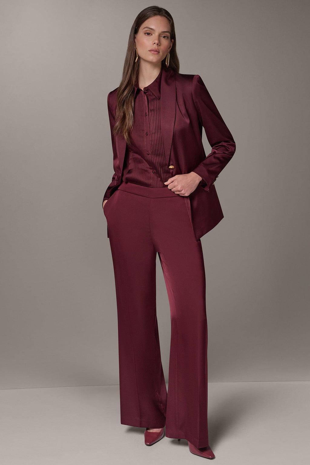 SATIN ONE BUTTON SUIT BLAZER