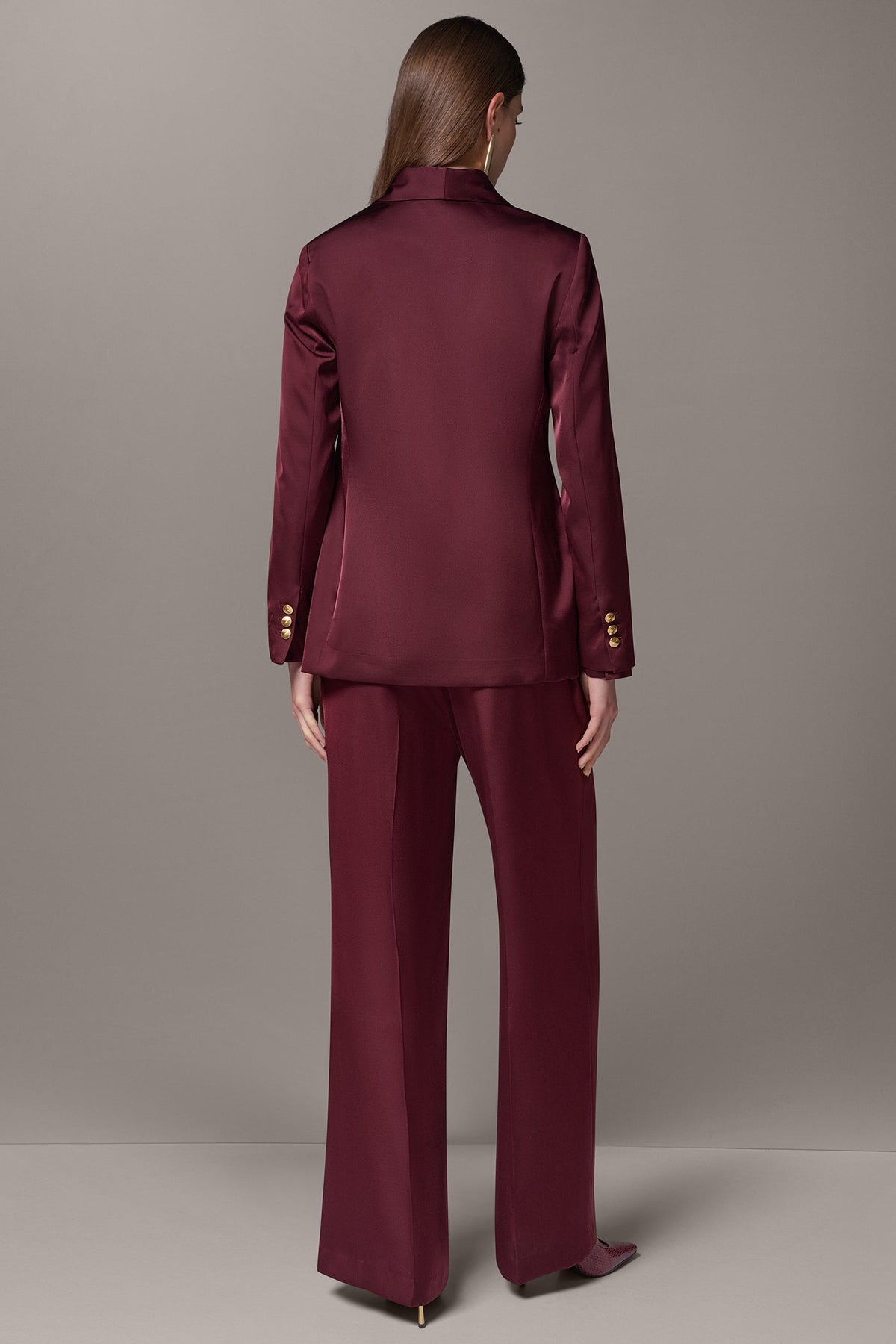 SATIN ONE BUTTON SUIT BLAZER