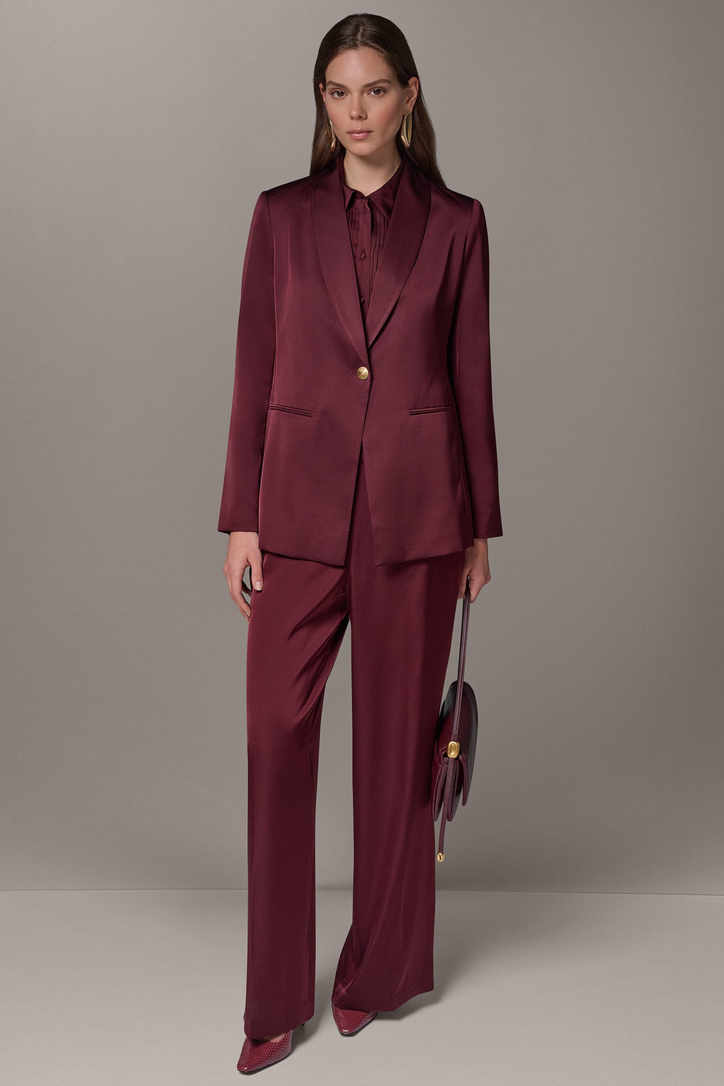 SATIN ONE BUTTON SUIT BLAZER