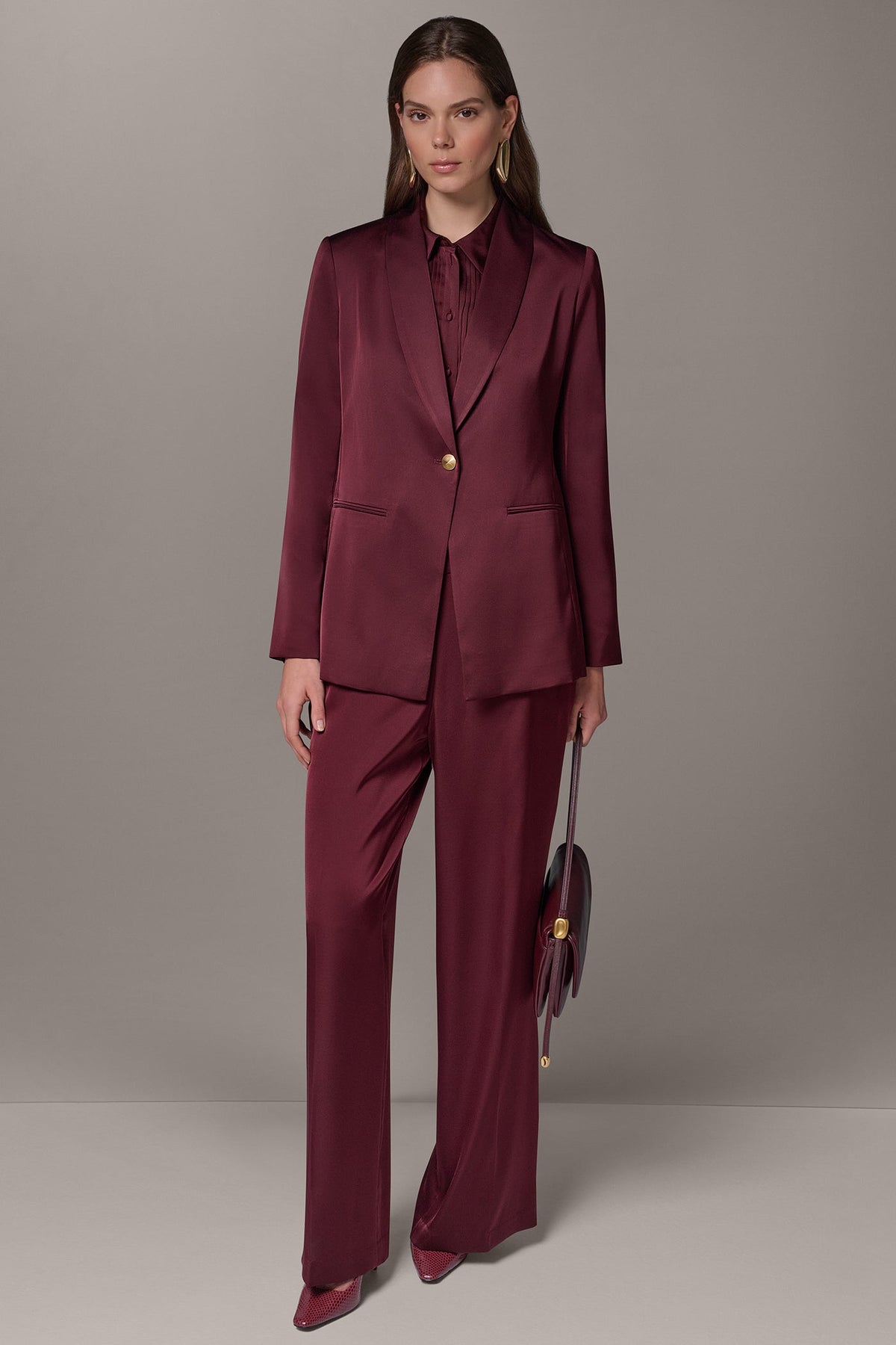 SATIN ONE BUTTON SUIT BLAZER