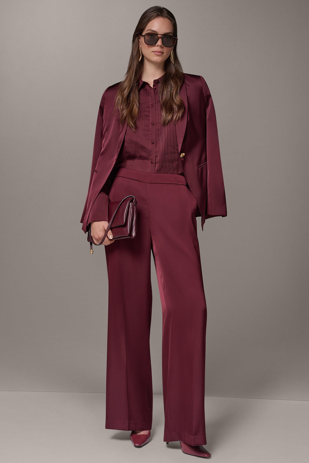 SATIN ONE BUTTON SUIT BLAZER