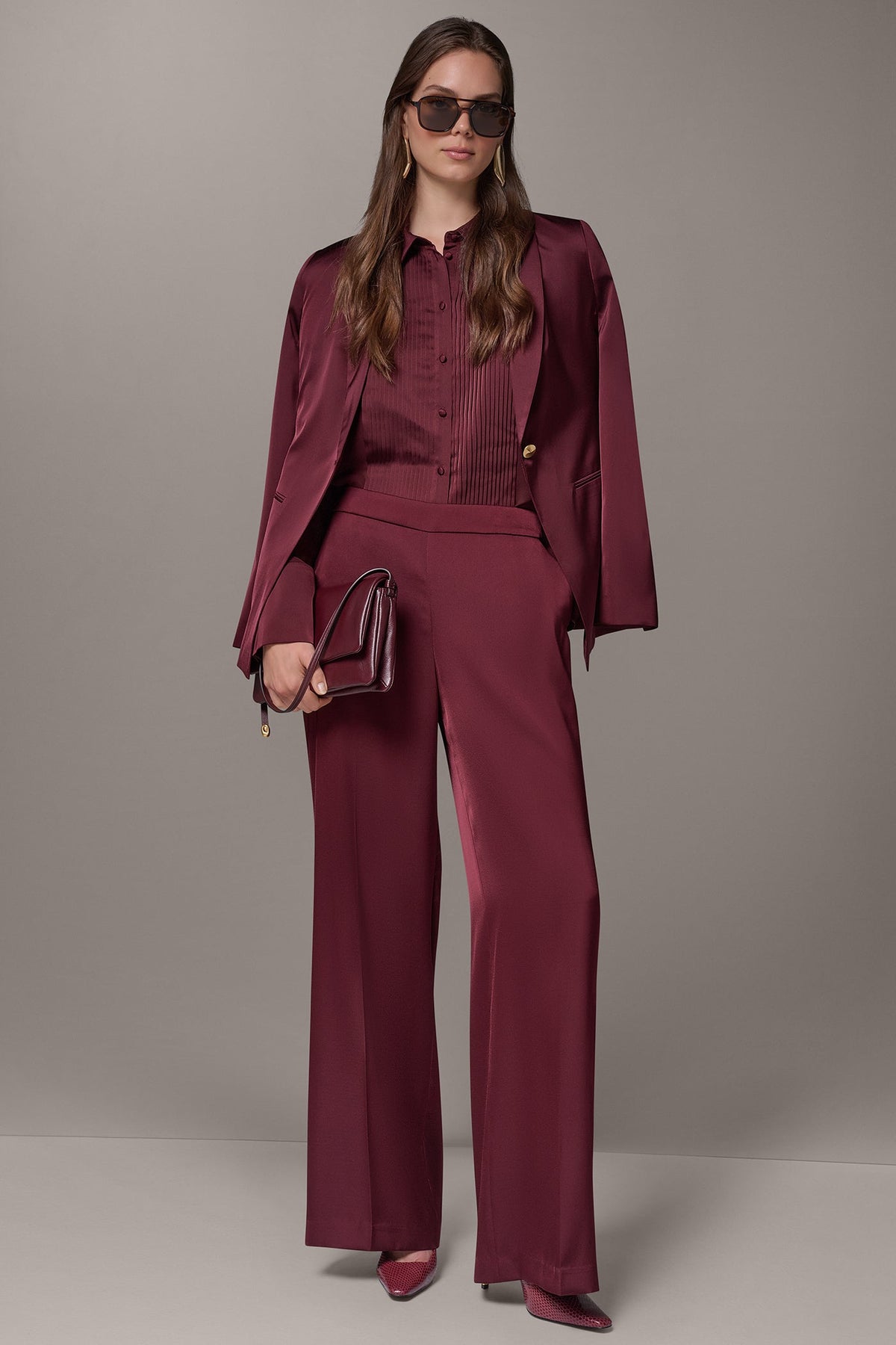 SATIN ONE BUTTON SUIT BLAZER