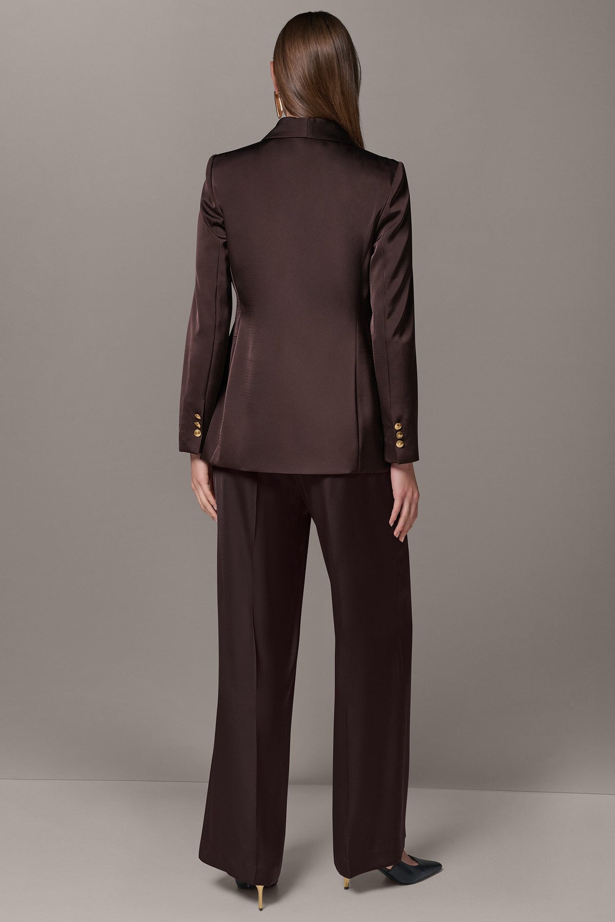 SATIN ONE BUTTON SUIT BLAZER
