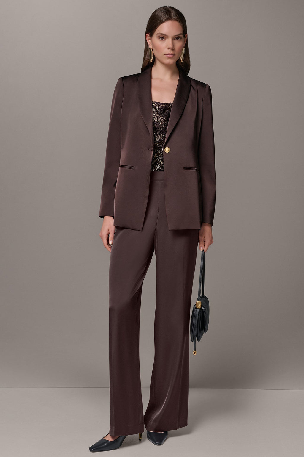 SATIN ONE BUTTON SUIT BLAZER
