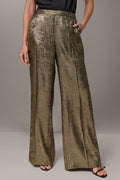 MID-RISE METALLIC PULL-ON SUIT PANT
