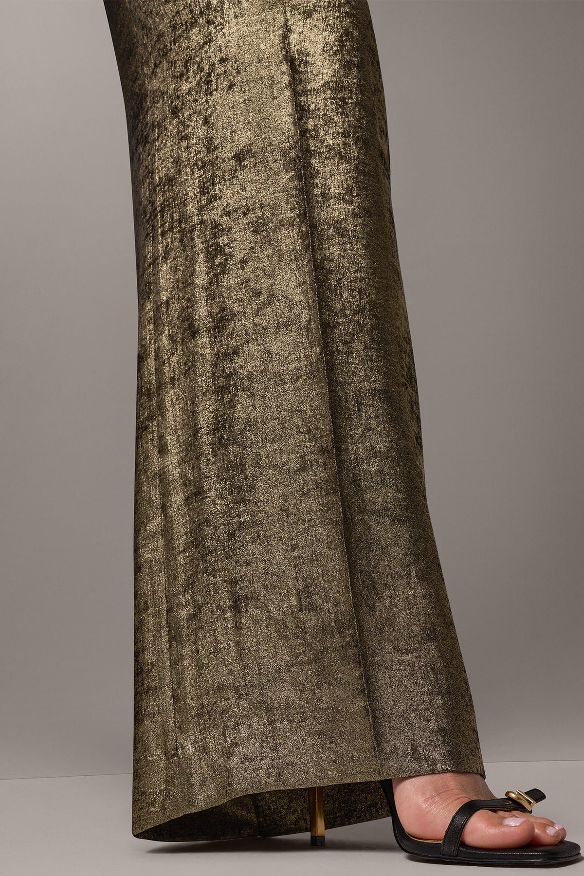 MID-RISE METALLIC PULL-ON SUIT PANT