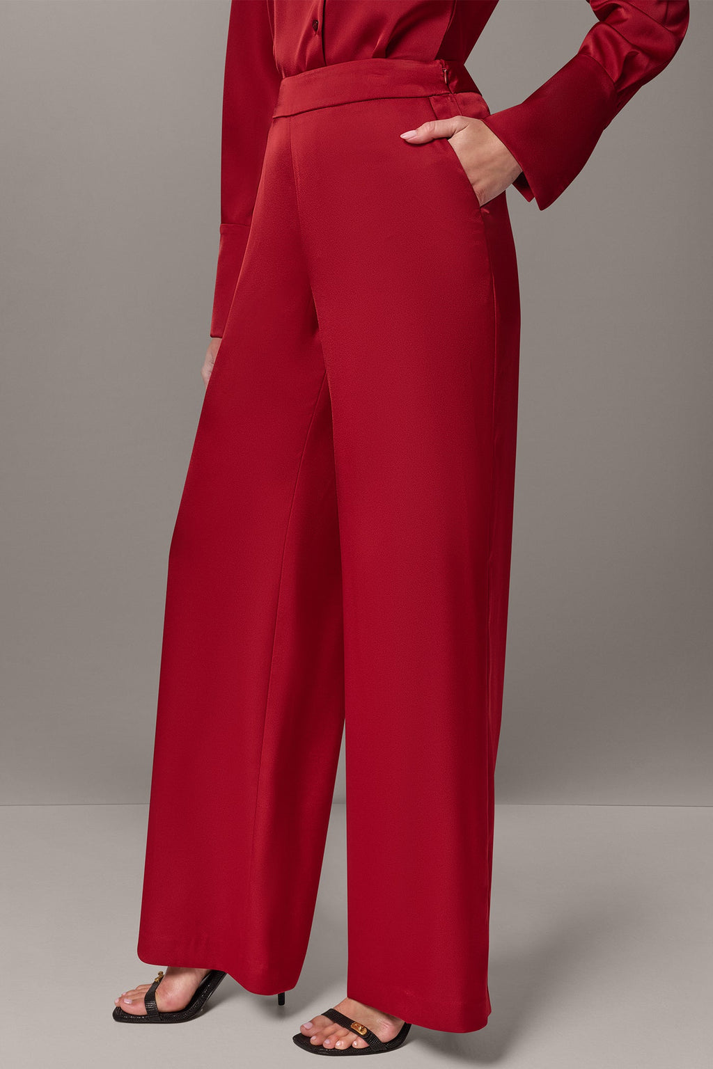 MID-RISE SATIN WIDE-LEG SUIT PANT