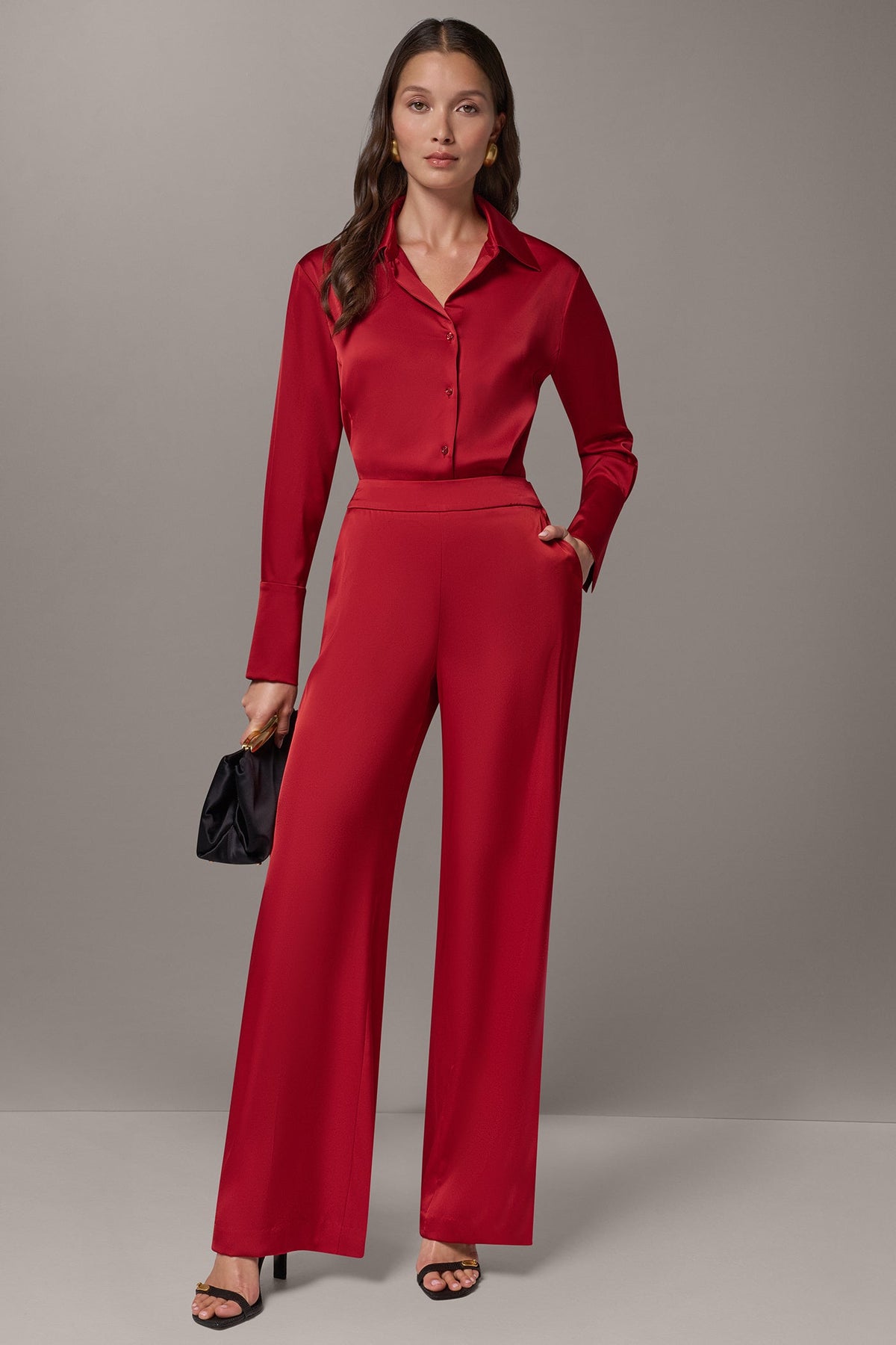 MID-RISE SATIN WIDE-LEG SUIT PANT
