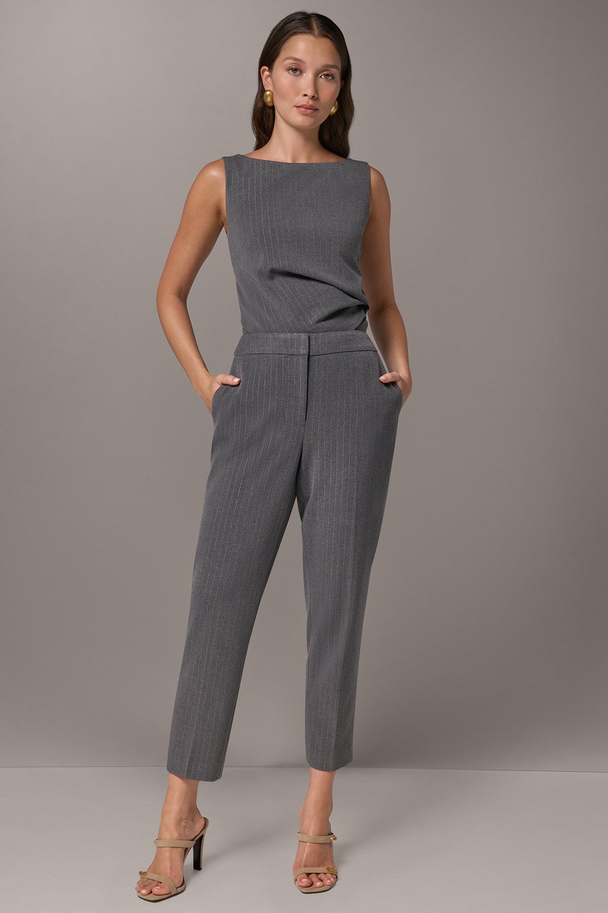 MID-RISE PINSTRIPE STRAIGHT-LEG PANT