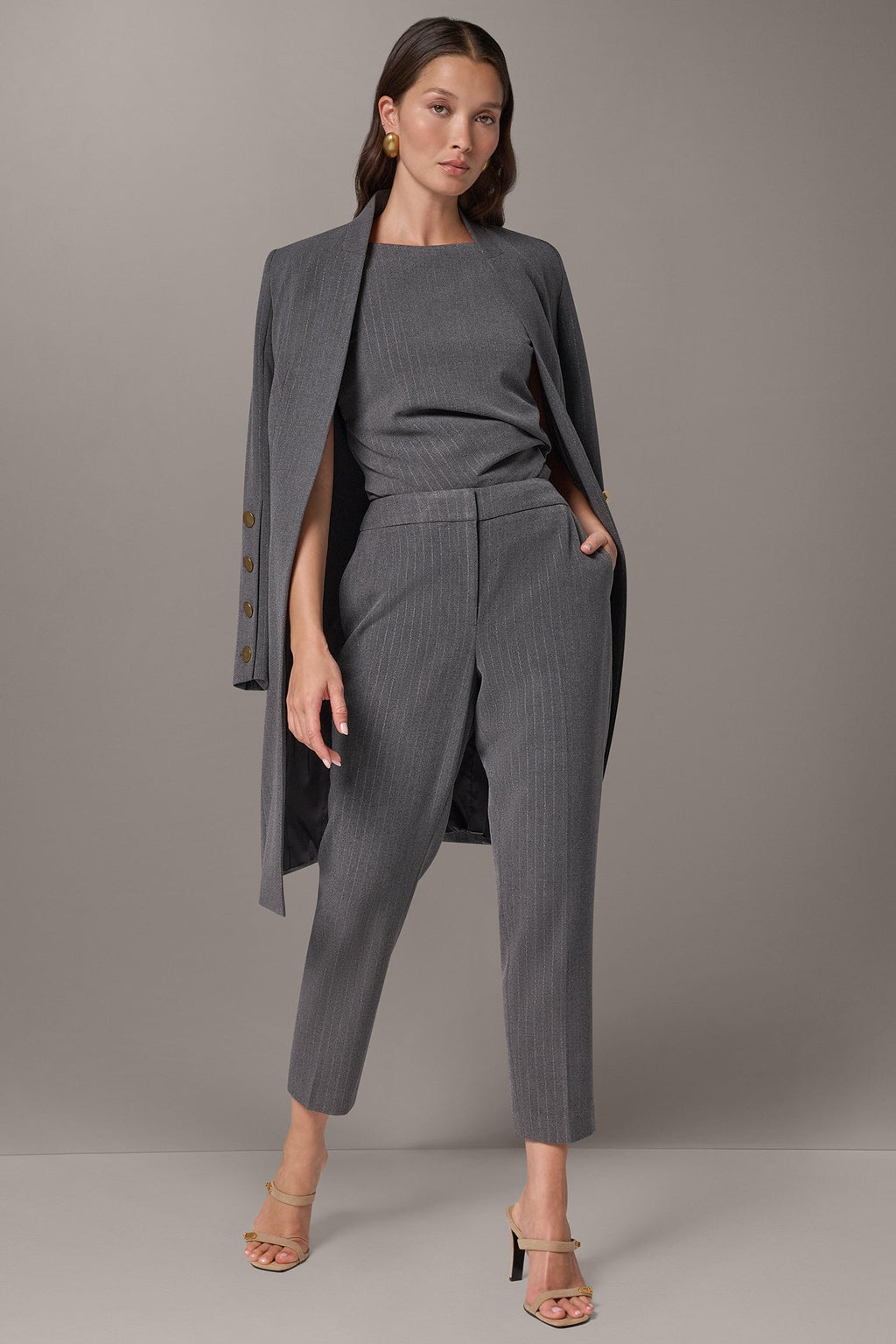 MID-RISE PINSTRIPE STRAIGHT-LEG PANT