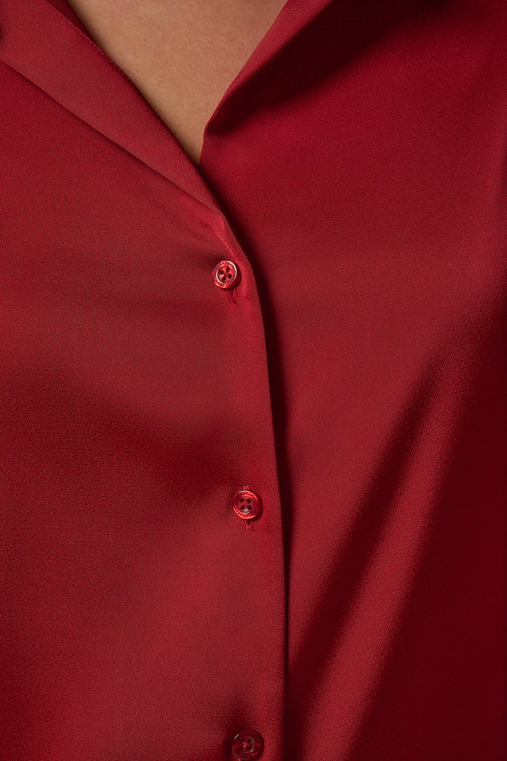 SATIN V-NECK BUTTON FRONT BLOUSE