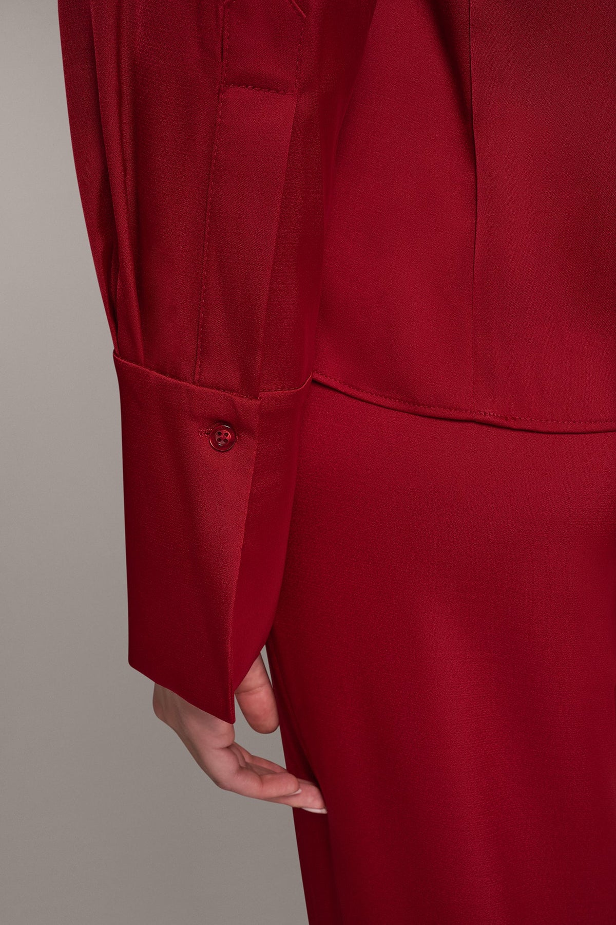 SATIN V-NECK BUTTON FRONT BLOUSE