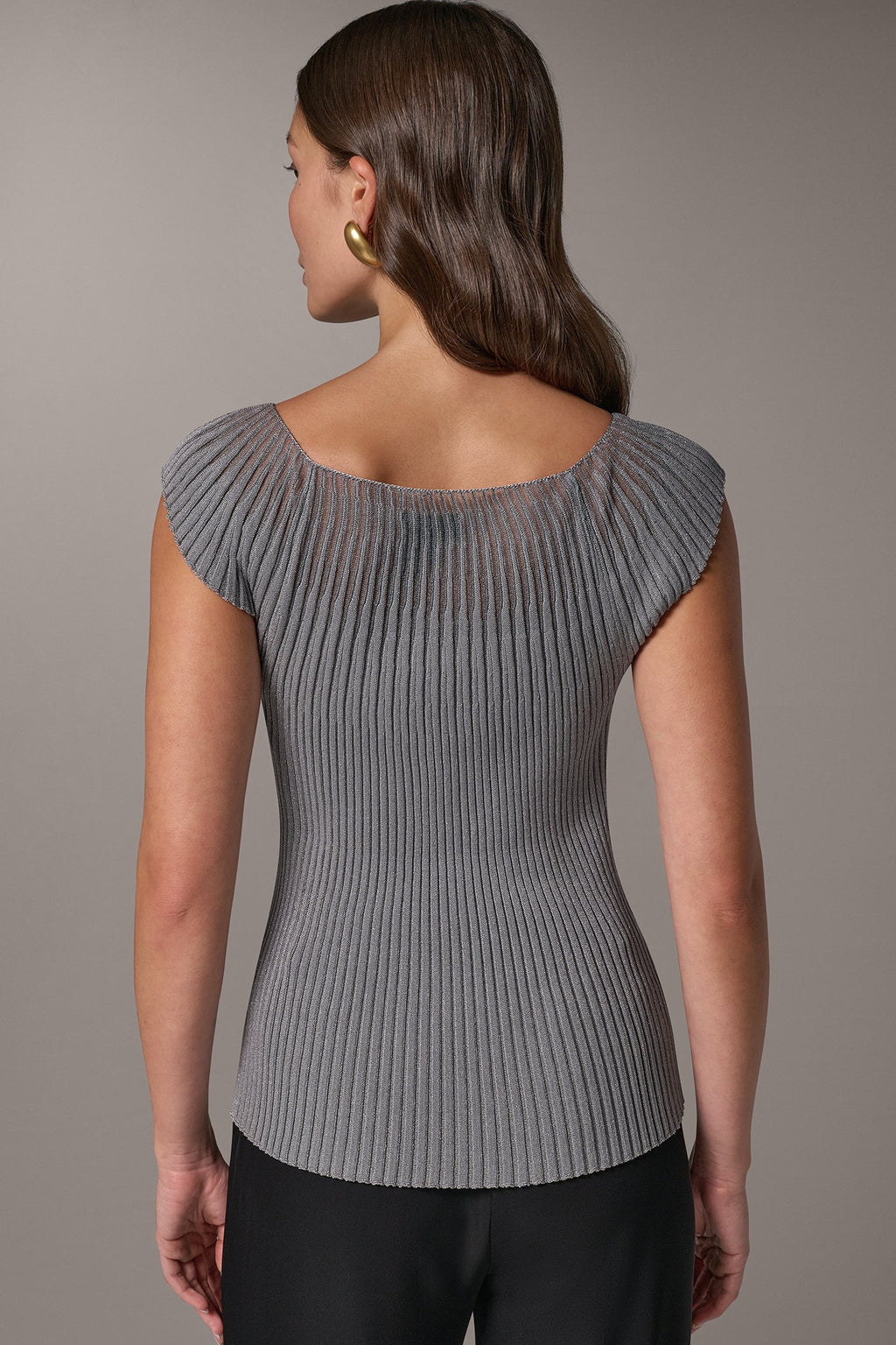 METALLIC RIBBED ILLUSION SWEATER