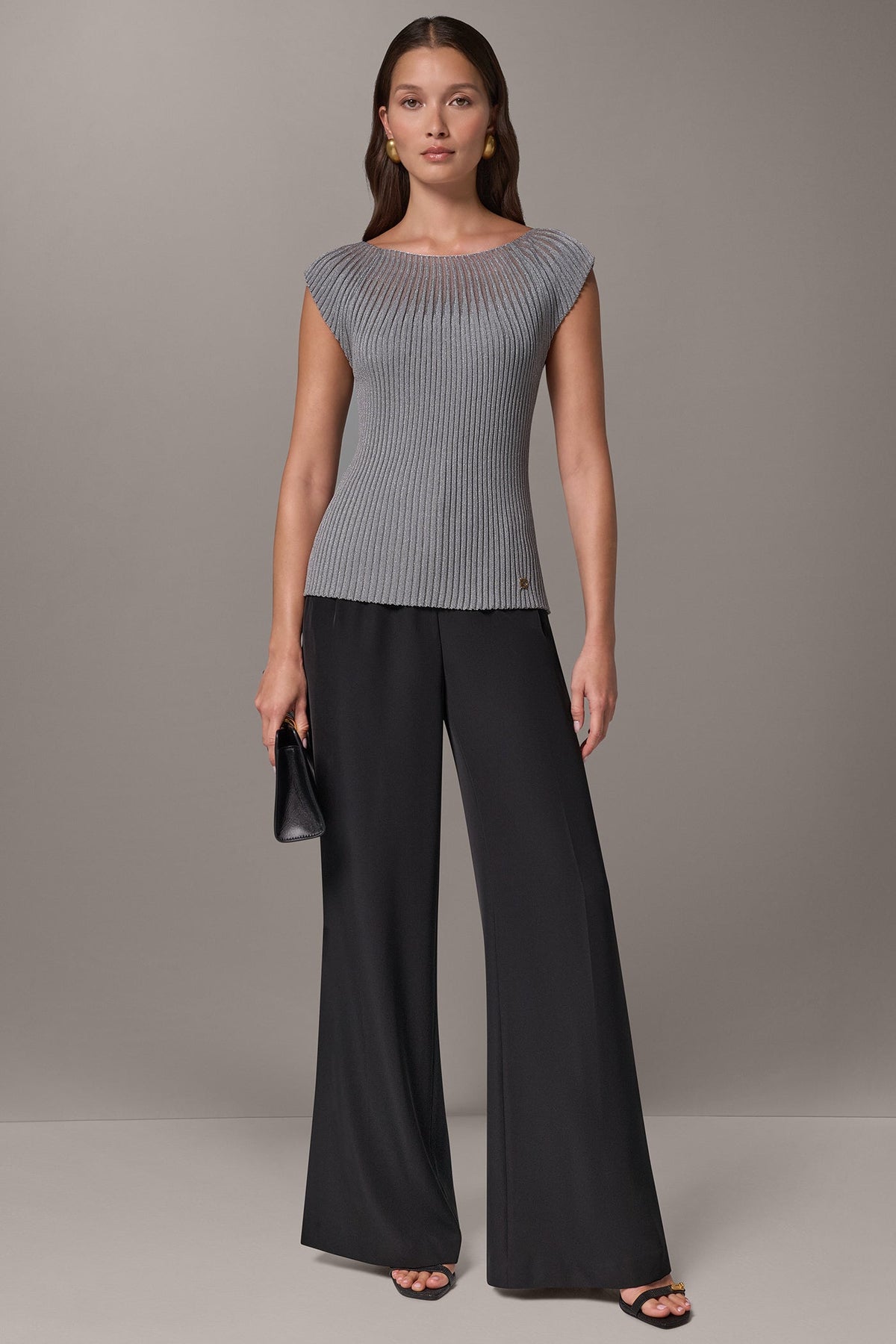 METALLIC RIBBED ILLUSION SWEATER