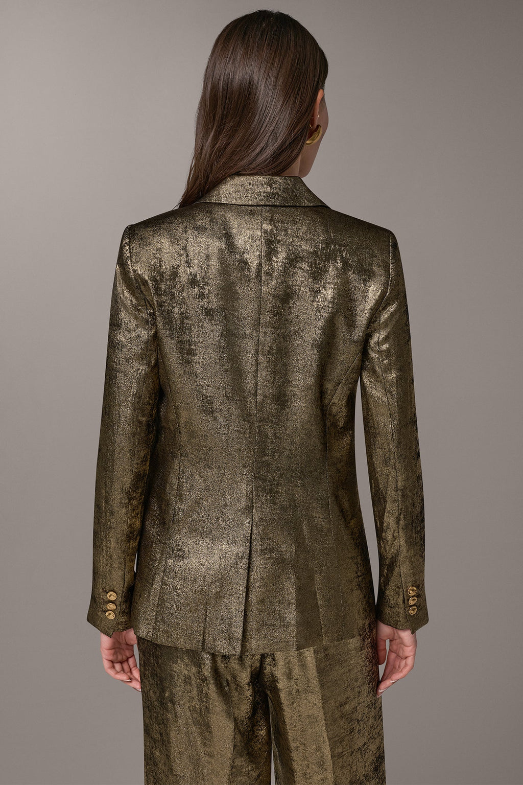 METALLIC ONE BUTTON SUIT BLAZER