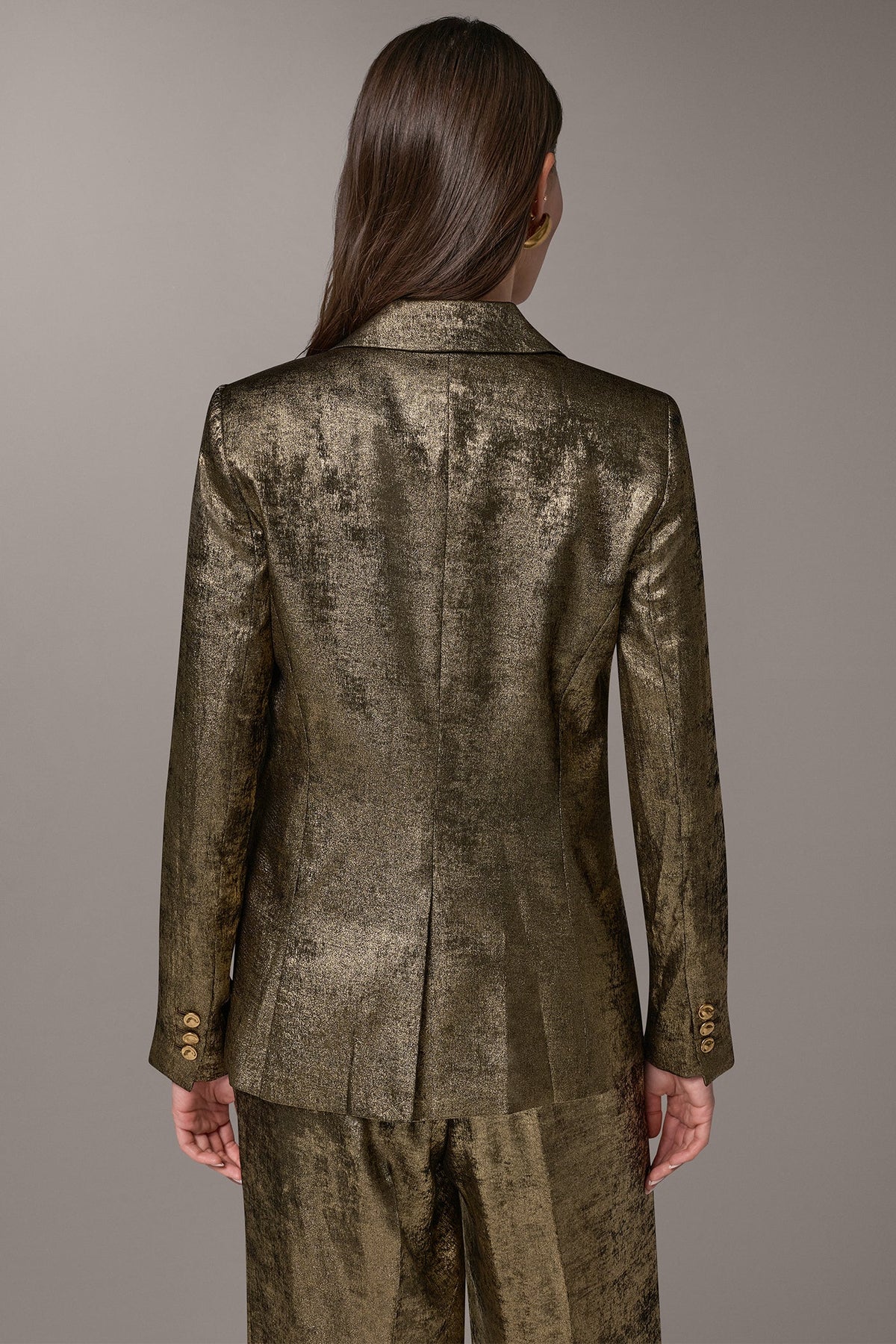 METALLIC ONE BUTTON SUIT BLAZER