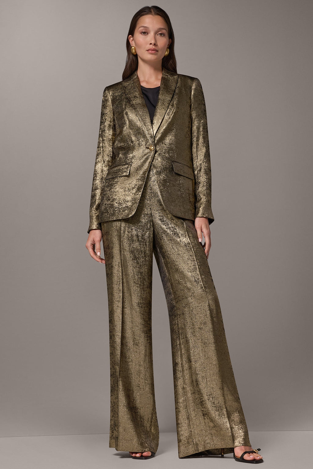 METALLIC ONE BUTTON SUIT BLAZER