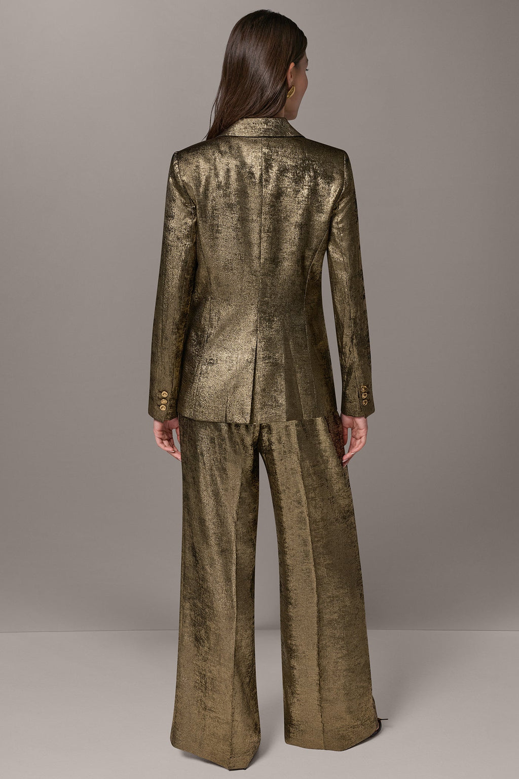 METALLIC ONE BUTTON SUIT BLAZER