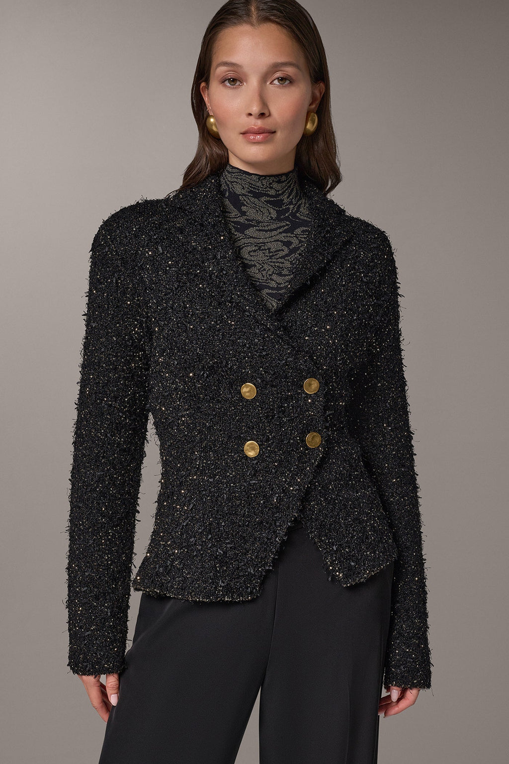 CROPPED BOUCLÉ DOUBLE BREASTED BLAZER