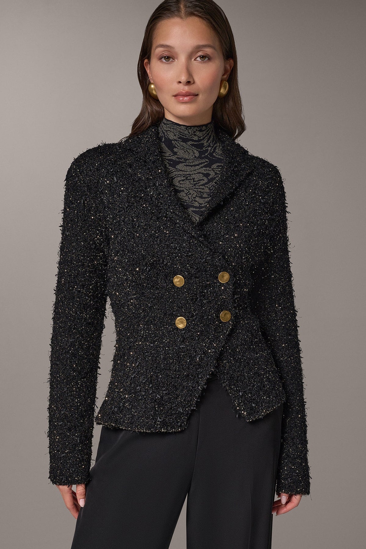 CROPPED BOUCLÉ DOUBLE BREASTED BLAZER