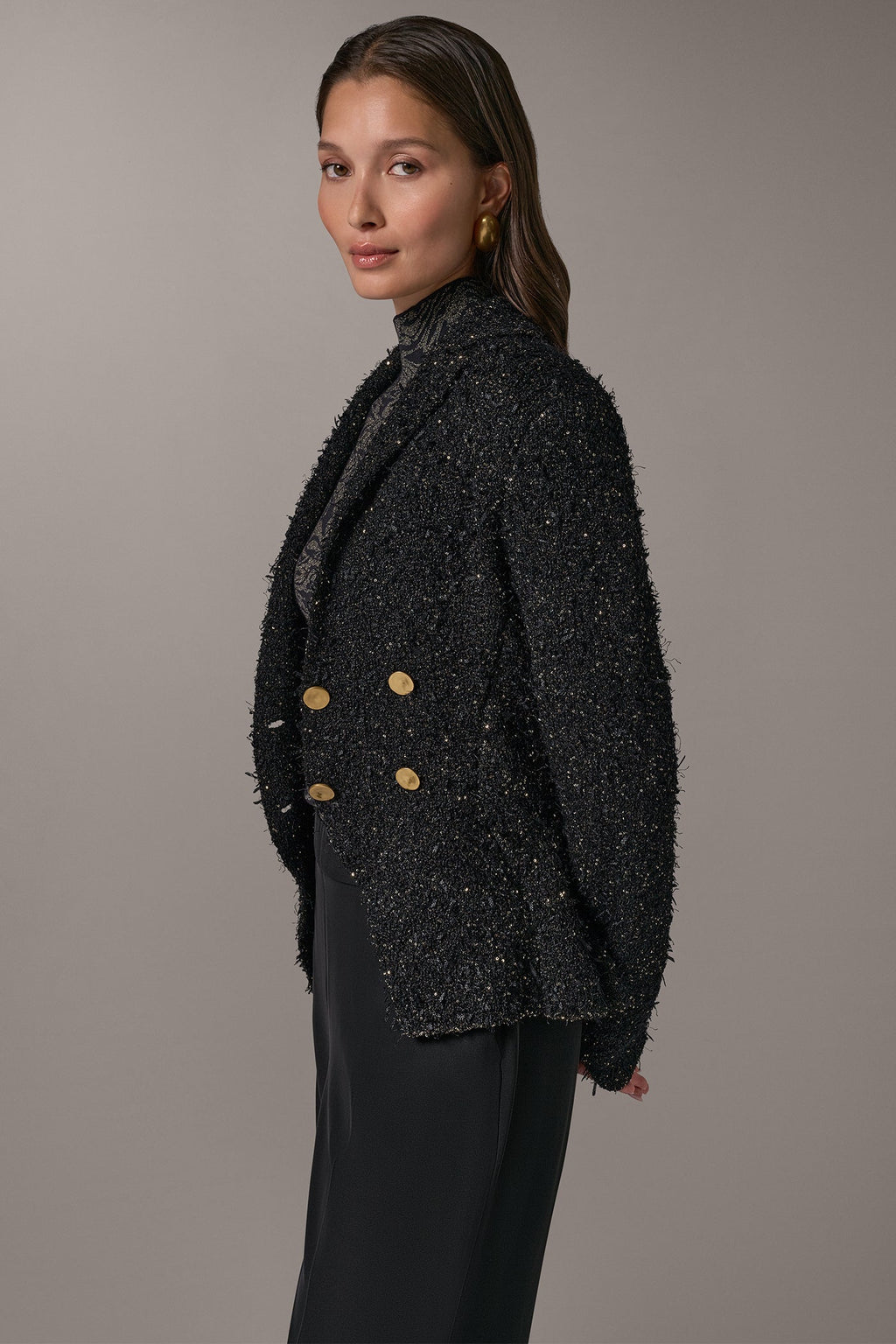 CROPPED BOUCLÉ DOUBLE BREASTED BLAZER