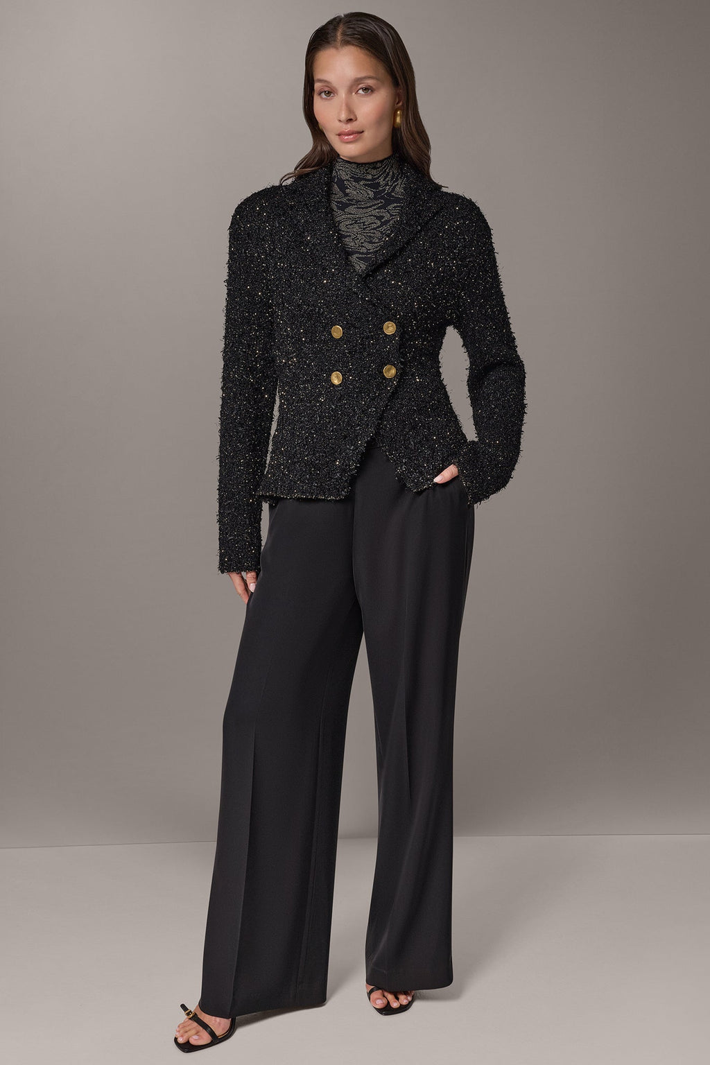 CROPPED BOUCLÉ DOUBLE BREASTED BLAZER