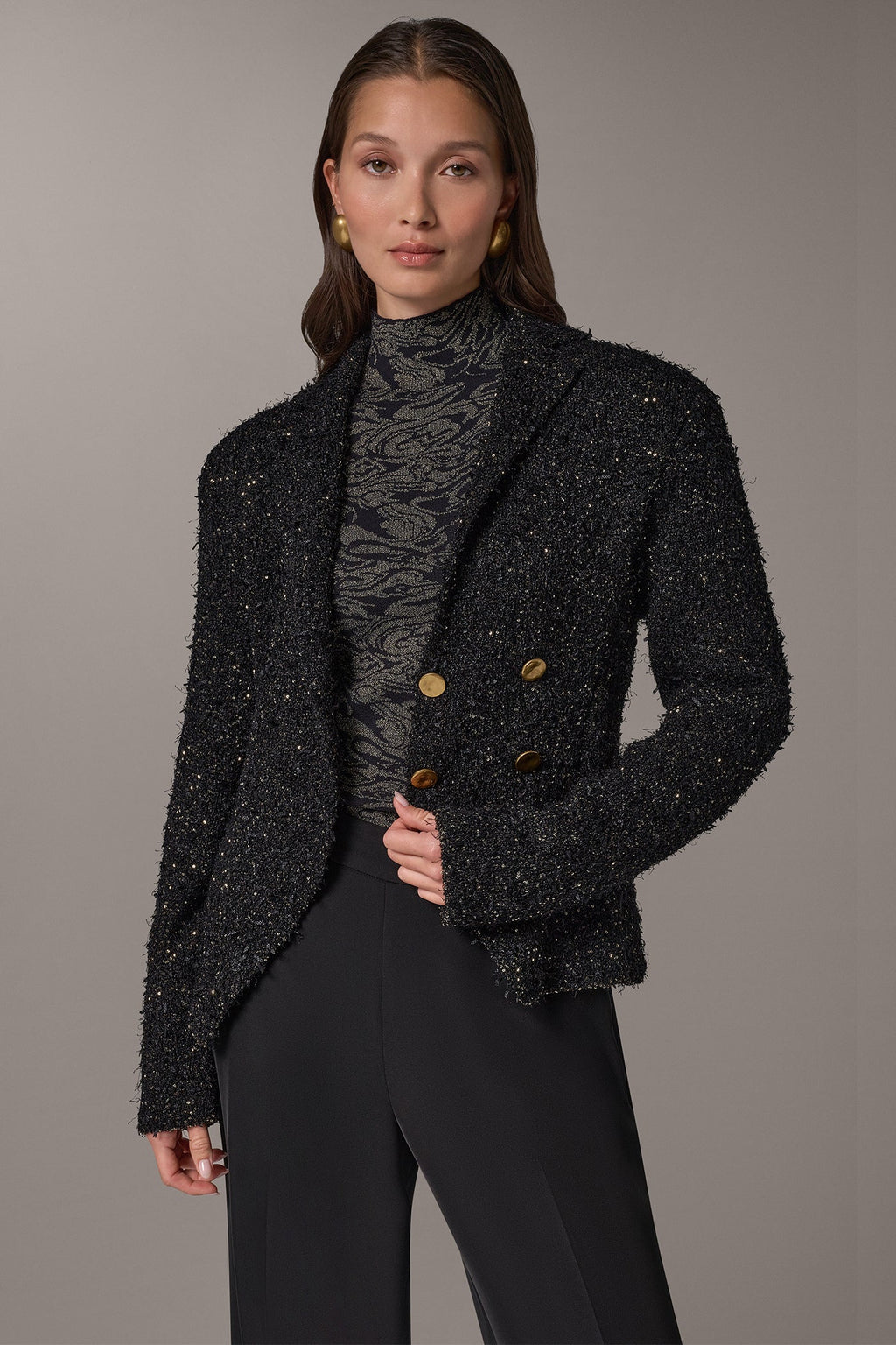 CROPPED BOUCLÉ DOUBLE BREASTED BLAZER