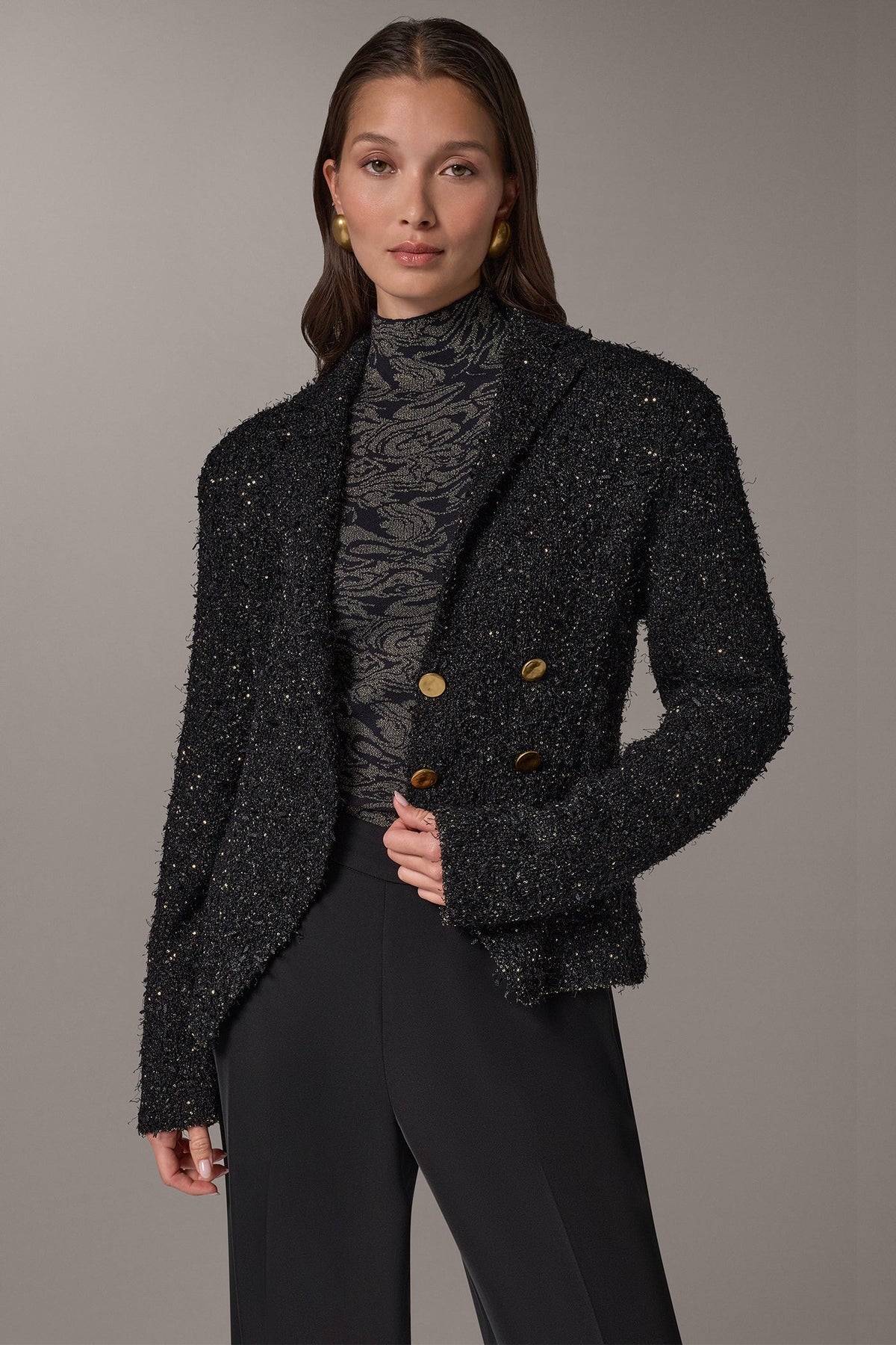 CROPPED BOUCLÉ DOUBLE BREASTED BLAZER