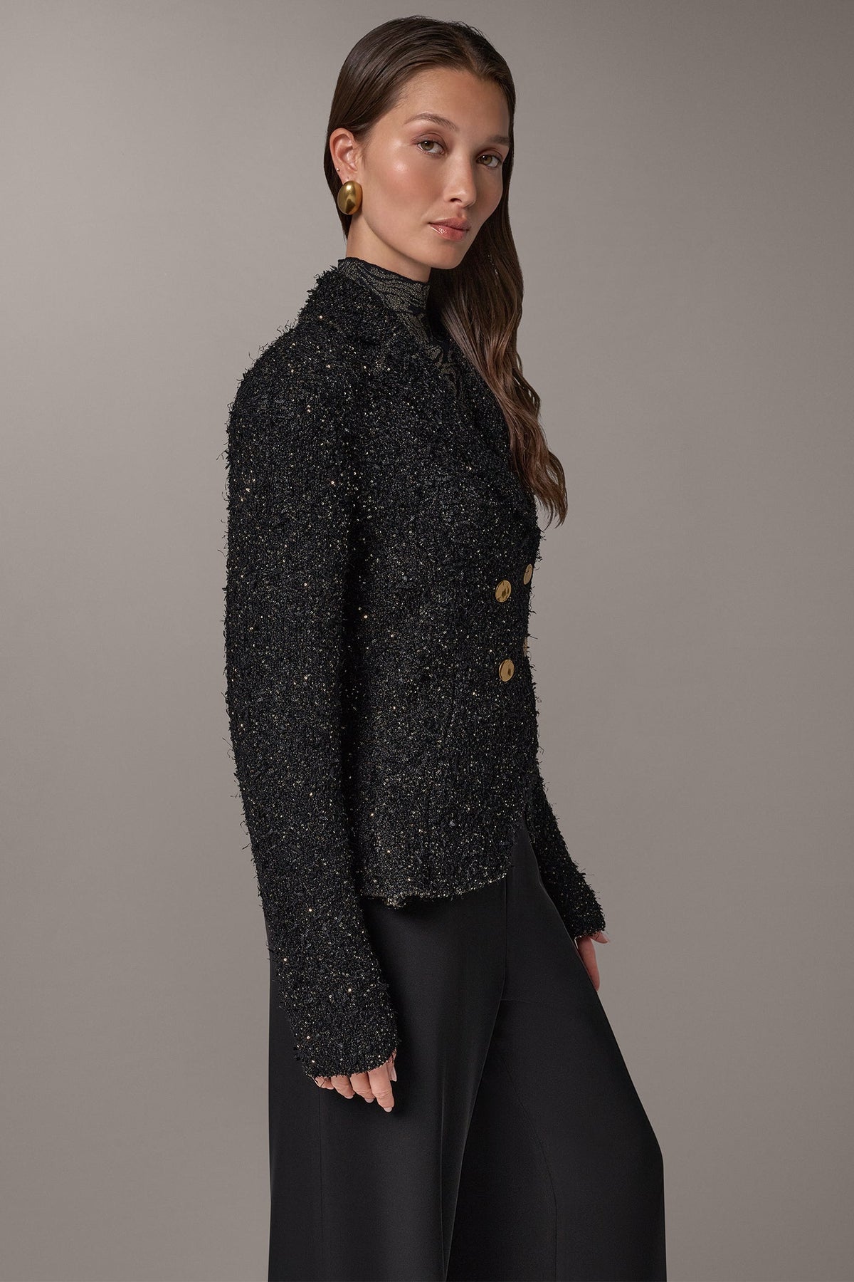 CROPPED BOUCLÉ DOUBLE BREASTED BLAZER