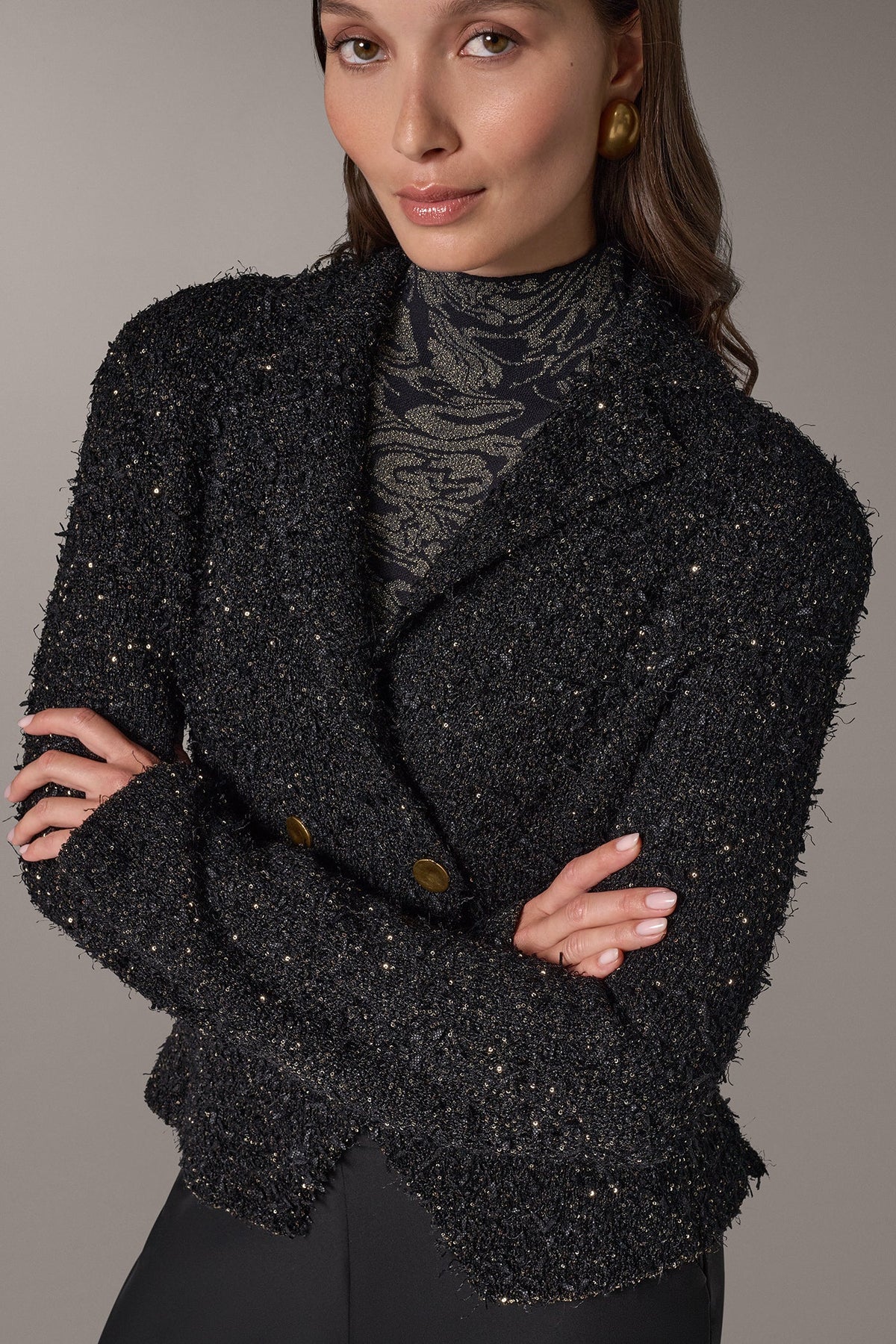 CROPPED BOUCLÉ DOUBLE BREASTED BLAZER