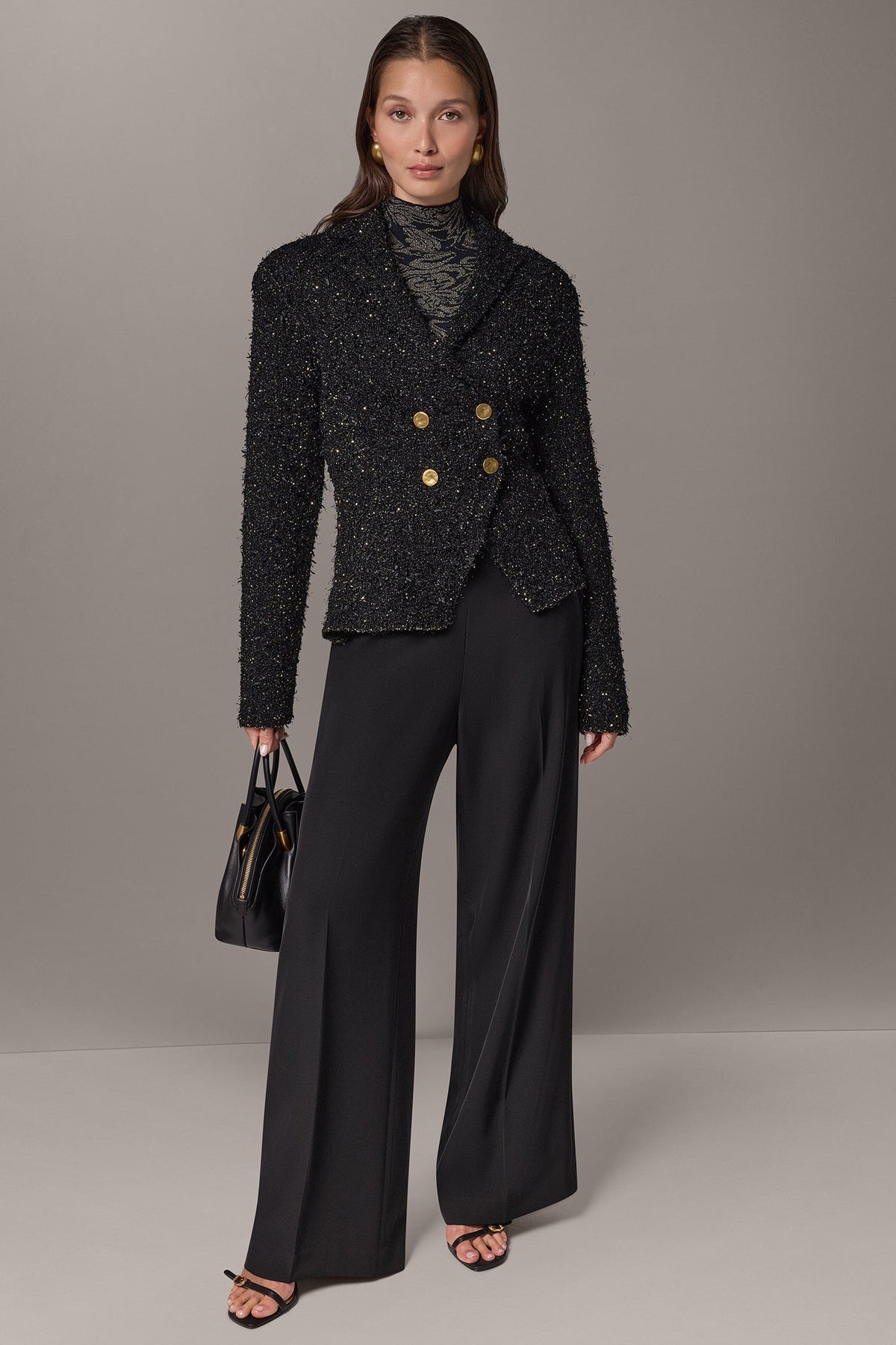 CROPPED BOUCLÉ DOUBLE BREASTED BLAZER