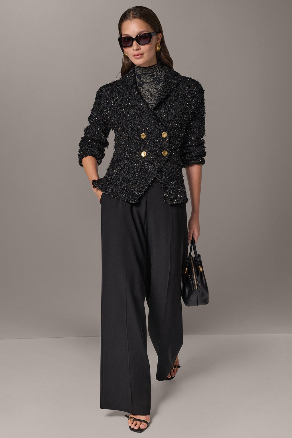 CROPPED BOUCLÉ DOUBLE BREASTED BLAZER