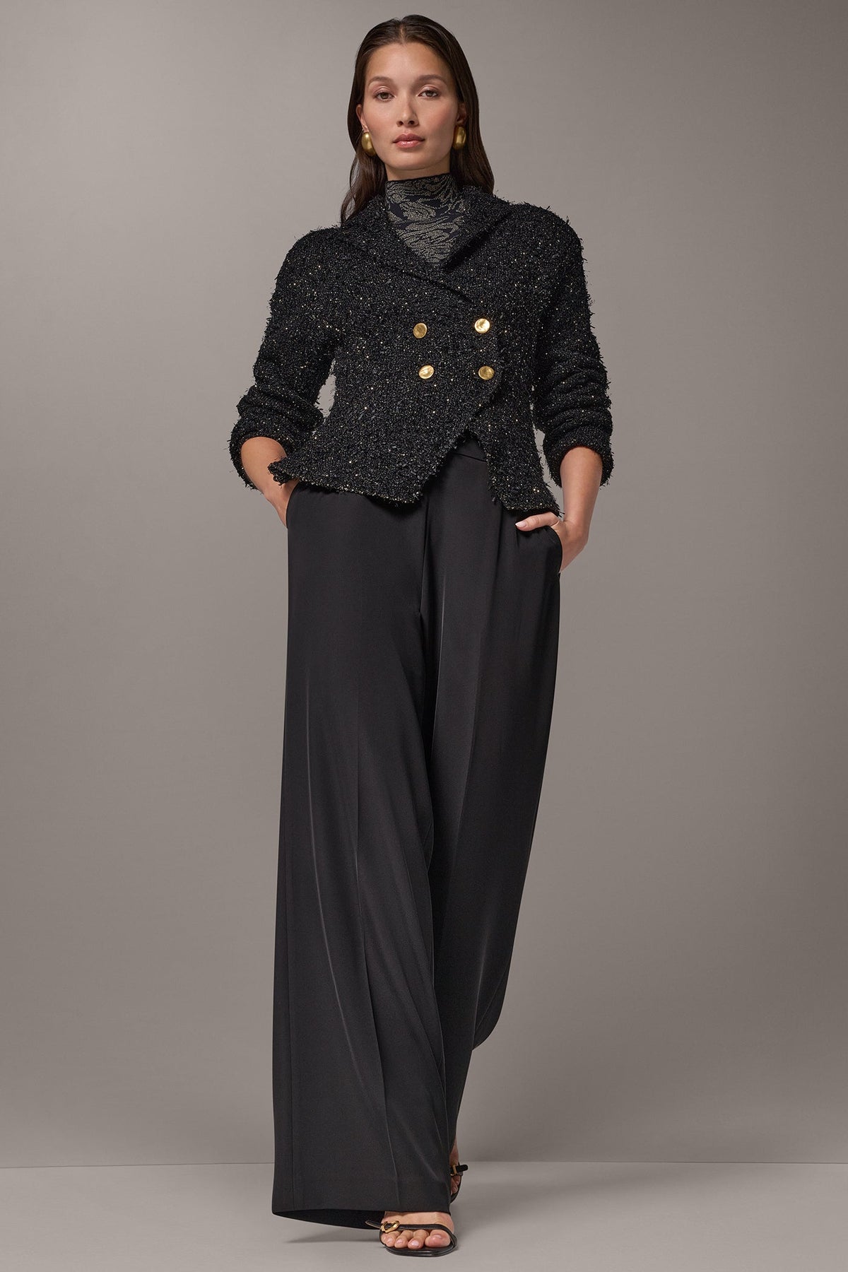 CROPPED BOUCLÉ DOUBLE BREASTED BLAZER