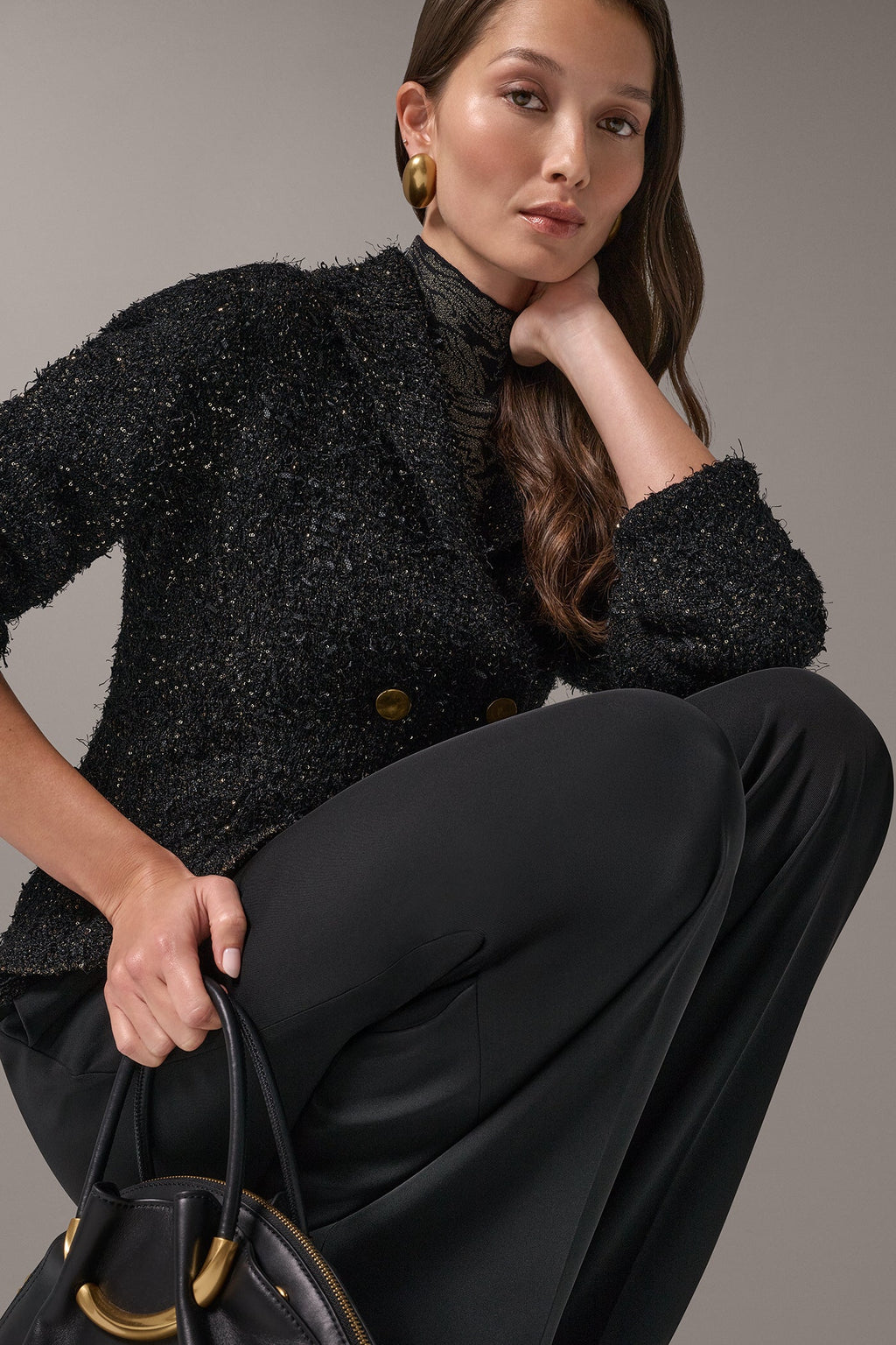 CROPPED BOUCLÉ DOUBLE BREASTED BLAZER