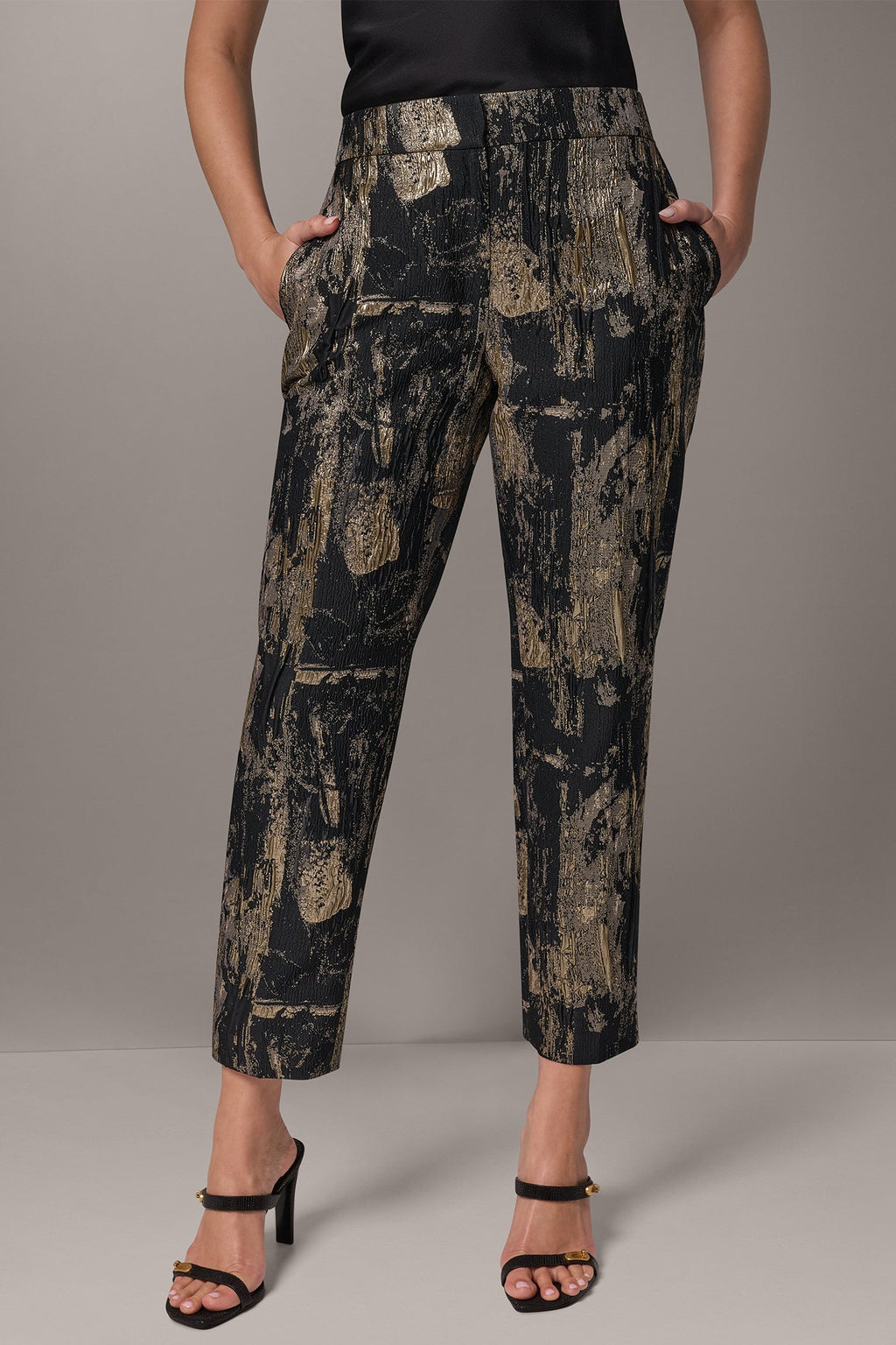 MID-RISE BRUSHSTROKE JACQUARD STRAIGHT-LEG PANT