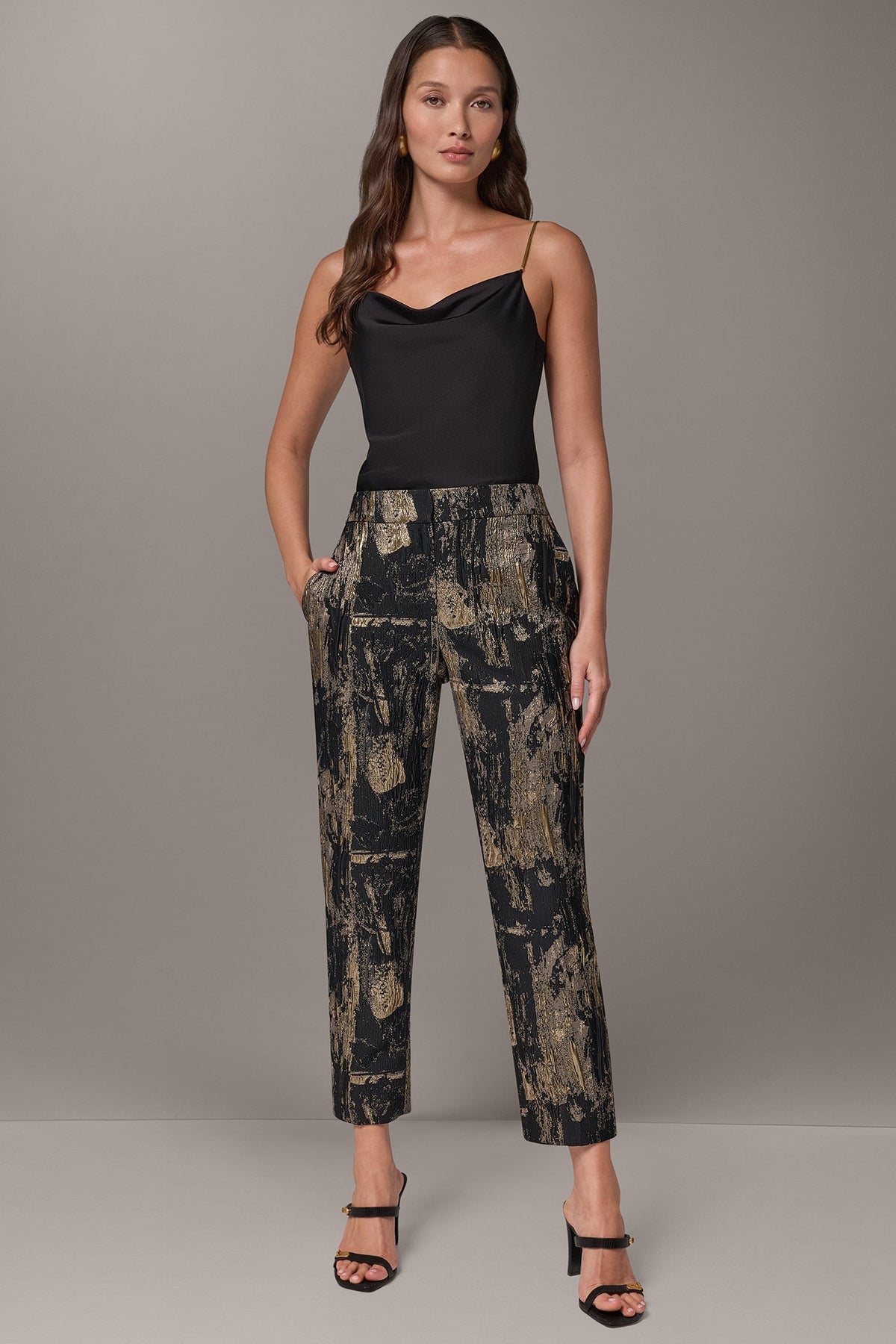 MID-RISE BRUSHSTROKE JACQUARD STRAIGHT-LEG PANT