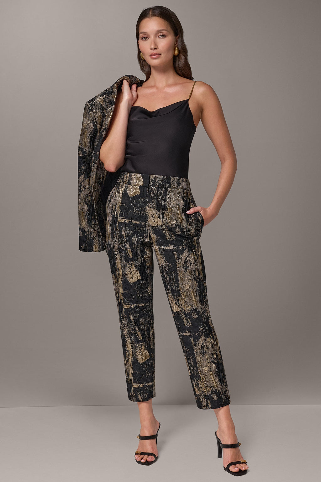 MID-RISE BRUSHSTROKE JACQUARD STRAIGHT-LEG PANT