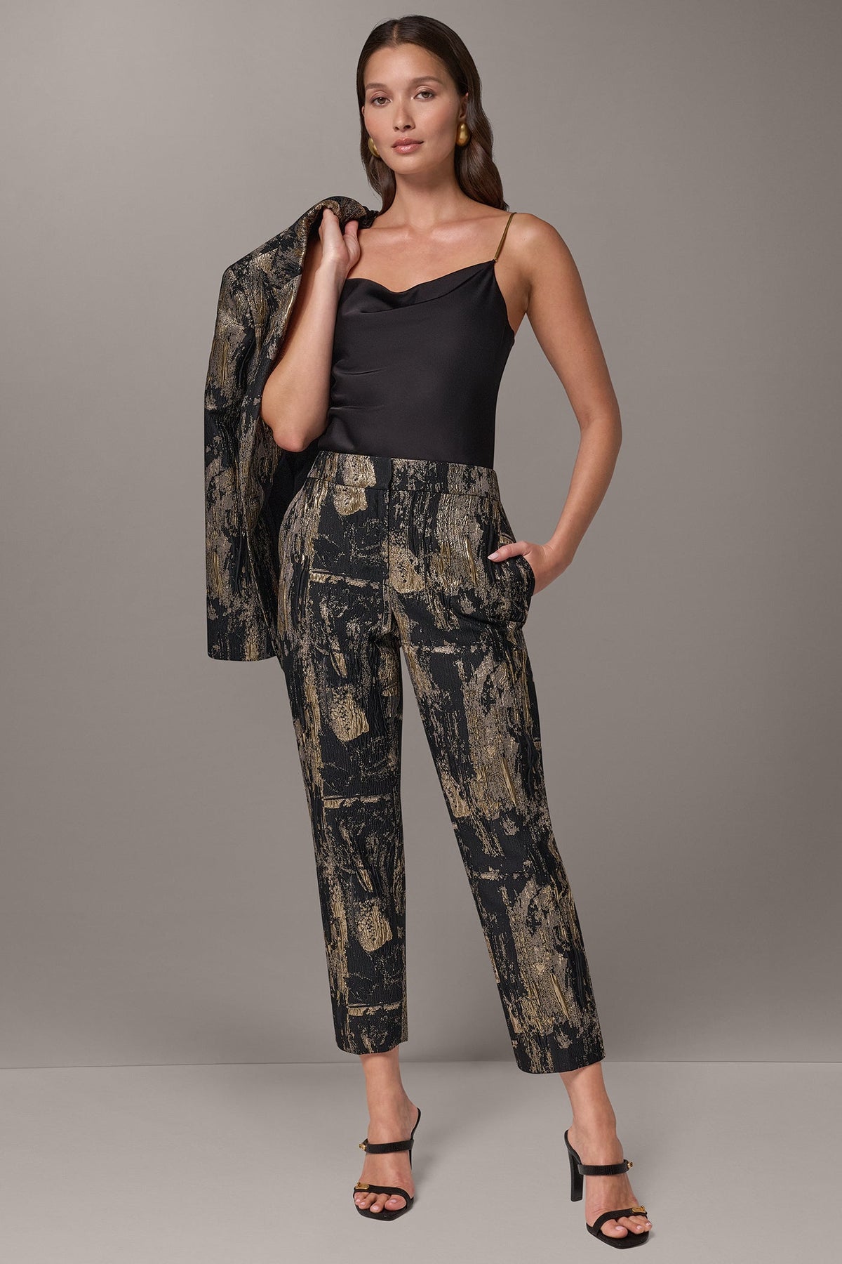 MID-RISE BRUSHSTROKE JACQUARD STRAIGHT-LEG PANT