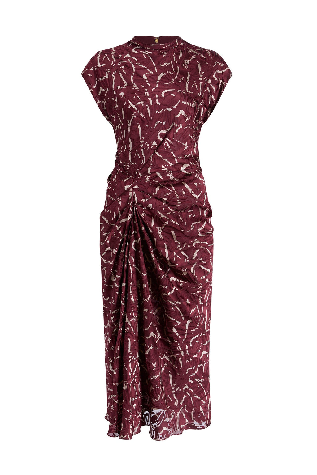 BURNOUT CINCH WAIST MIDI DRESS