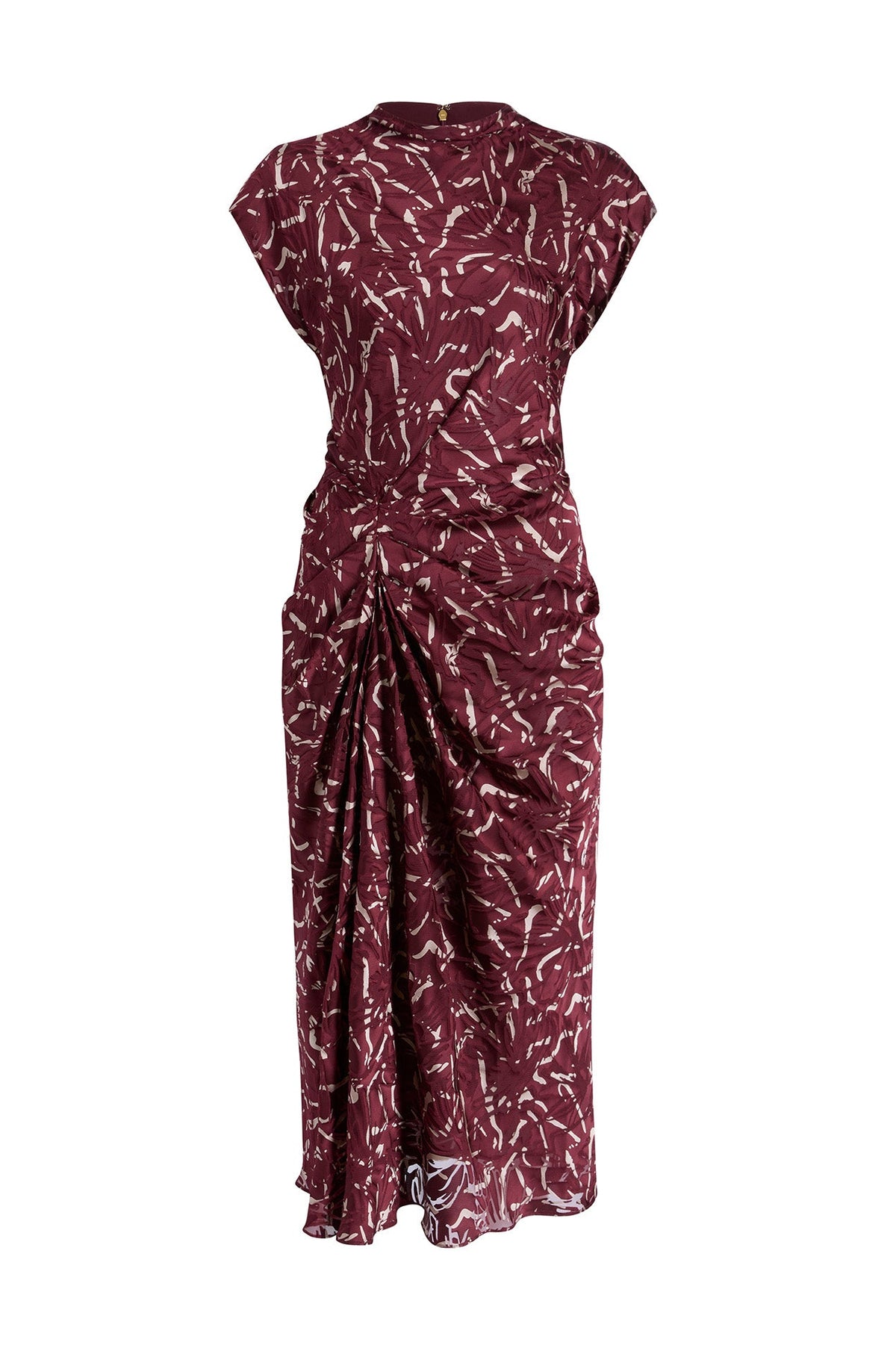 BURNOUT CINCH WAIST MIDI DRESS