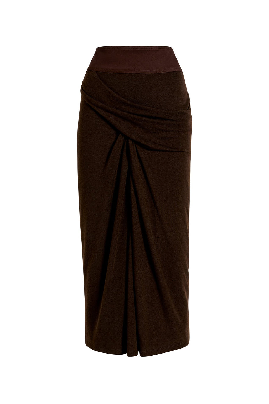 WRAP-EFFECT MIXED-MEDIA SKIRT