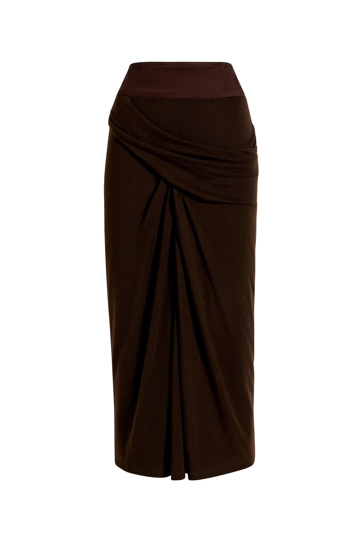 WRAP-EFFECT MIXED-MEDIA SKIRT